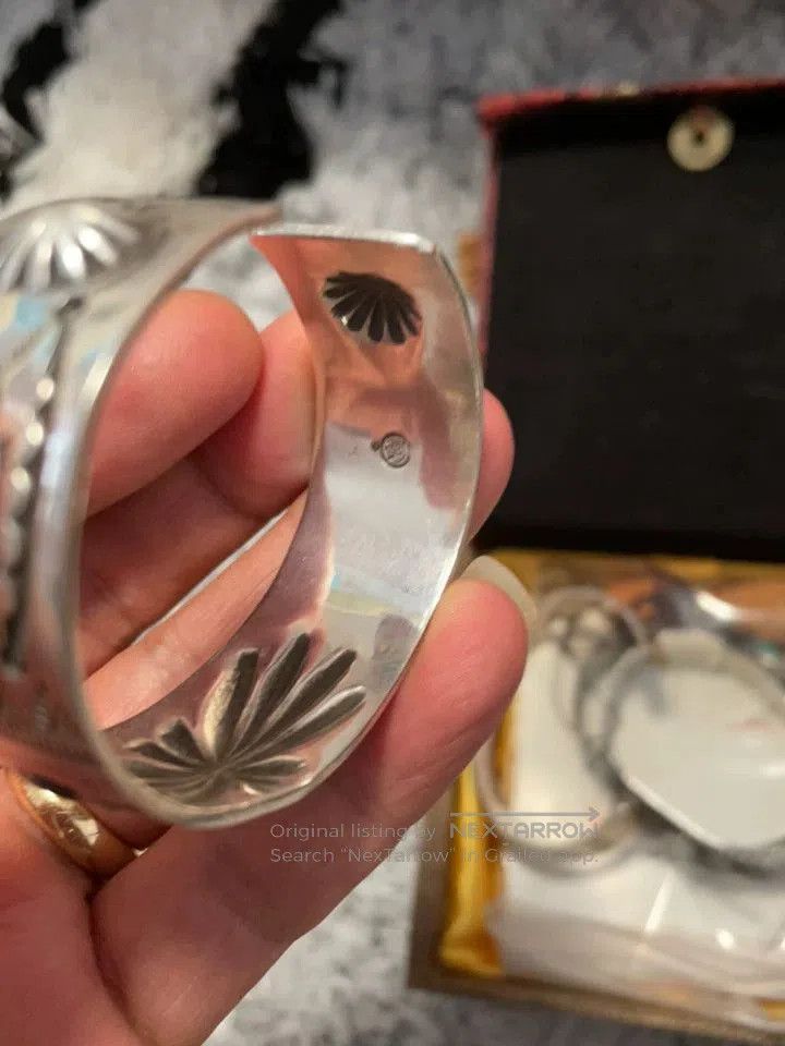 Japanese Brand Navajo 90s Hand-Engraved Silver Bracelet. Size ONE SIZE - 8 Thumbnail