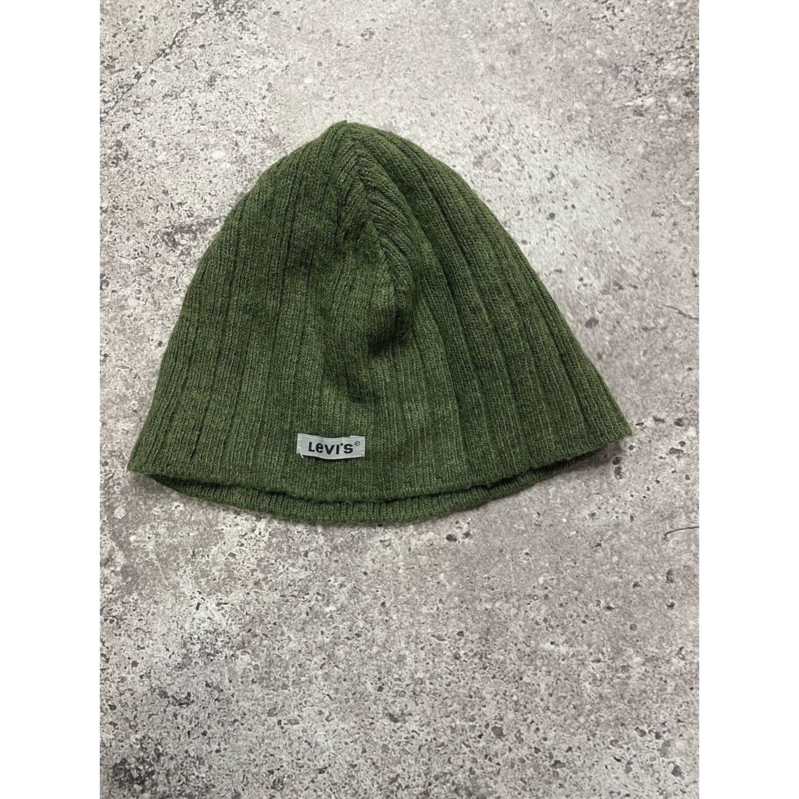 Levi's × Vintage Vintage Levi’s Olive Green Ribbed Knit Beanie Hat USA Size ONE SIZE - 4 Thumbnail