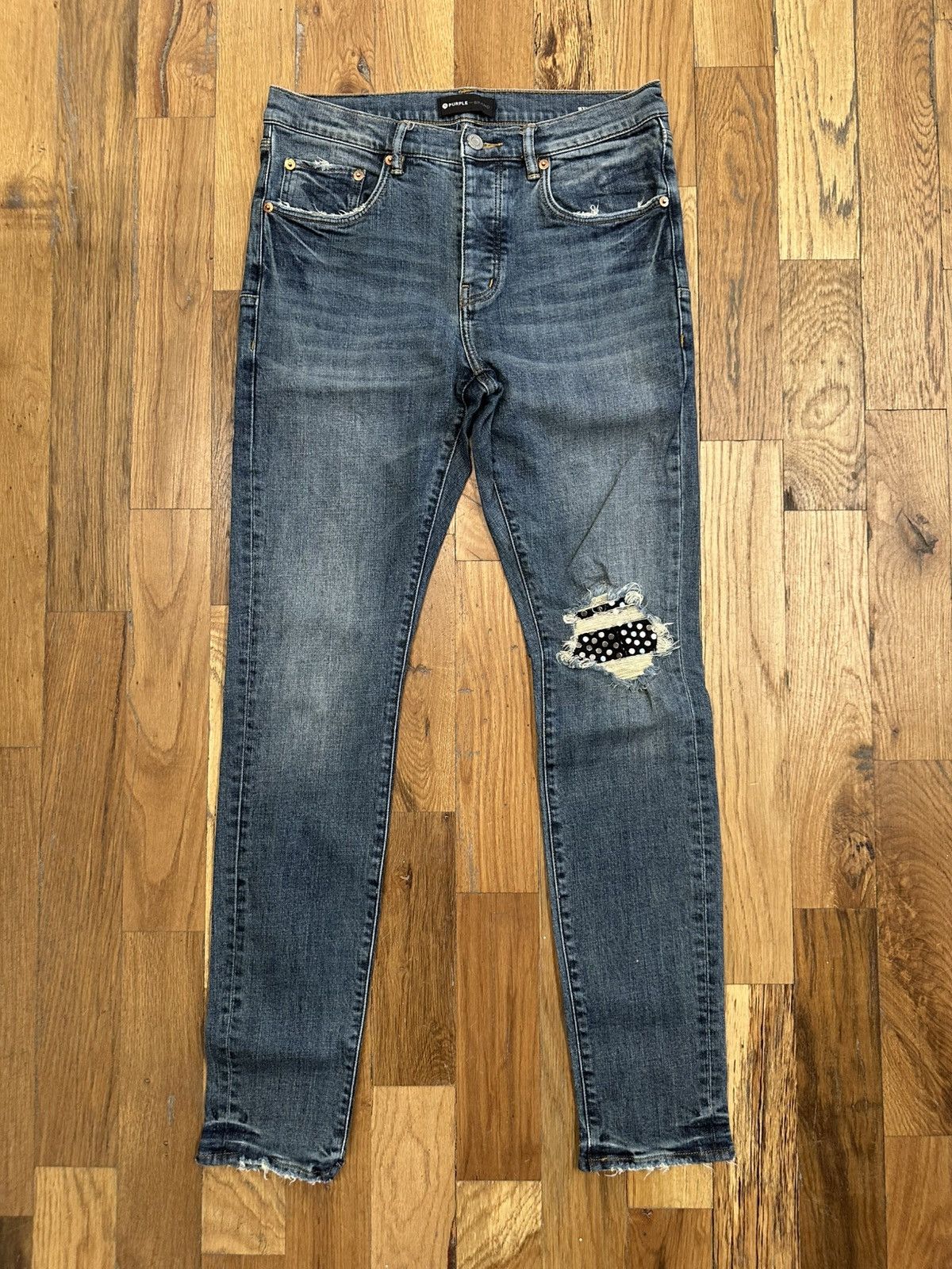 Purple Brand Purple Brand Stud Patch Blue Denim Jeans Size 32 Size US 32 / EU 48 - 1 Thumbnail