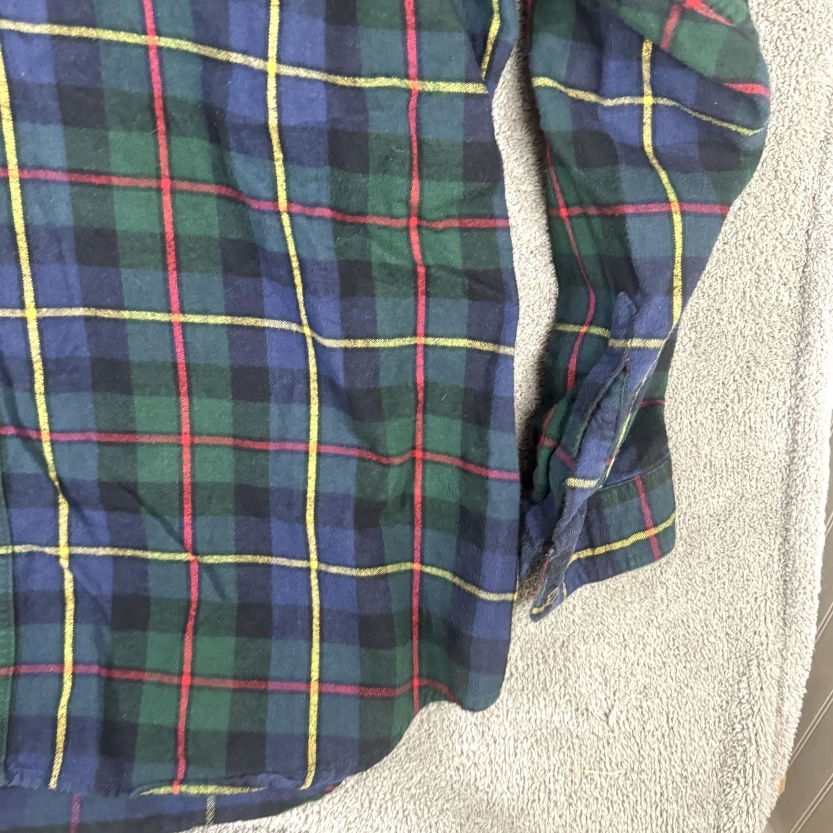 Vintage L.L.Bean Shirt Mens 2XLT Tall Green Navy Plaid Flannel Button Front Casual Size US XXL / EU 58 / 5 - 3 Thumbnail