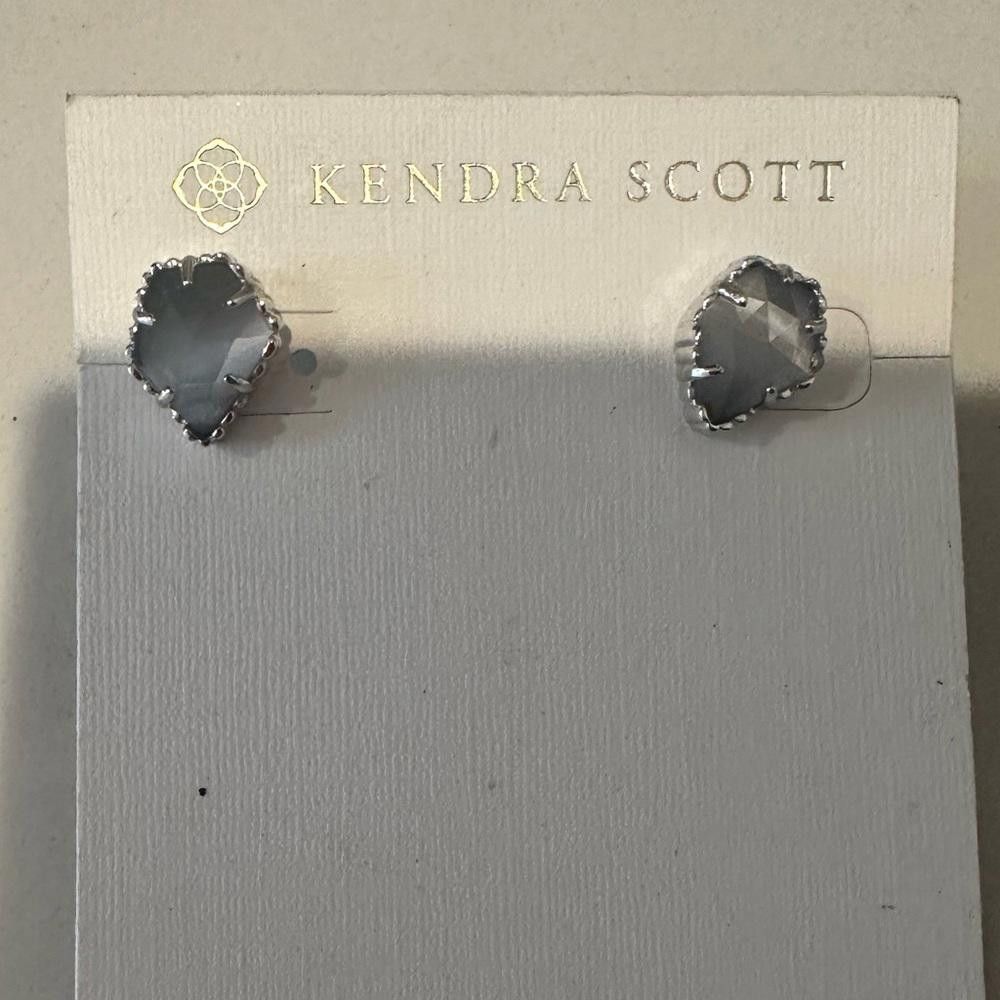 Kendra Scott Kendra Scott Tessa Slate Gray Cat’s Eye Silver Stud Earrings Size ONE SIZE - 2 Thumbnail