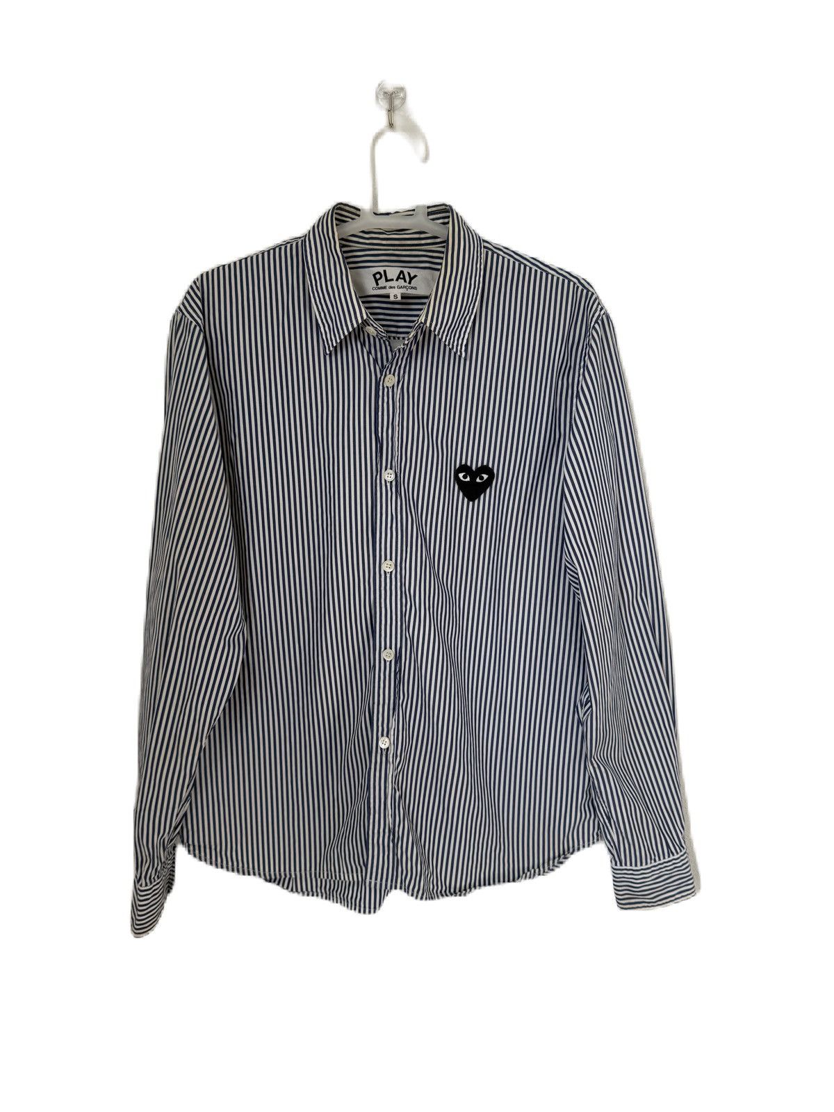 Comme des Garcons Homme Plus COMME DES GARCONS PLAY STRIPE BUTTON UP BLACK LOVE EMOJI Size S / US 4 / IT 40 - 1 Thumbnail