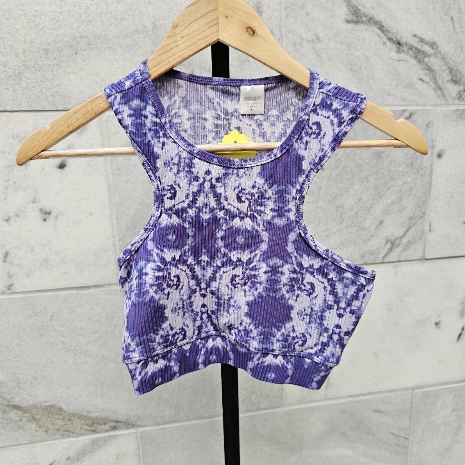 Other White and Purple Tie-Dye Large Sports Bra Size ONE SIZE - 1 Thumbnail