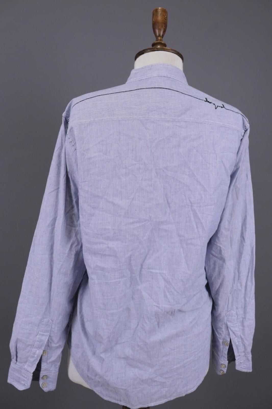 Desigual Desigual Blue Pritned Band Collar Henley Shirt Size M Size US M / EU 48-50 / 2 - 11 Thumbnail