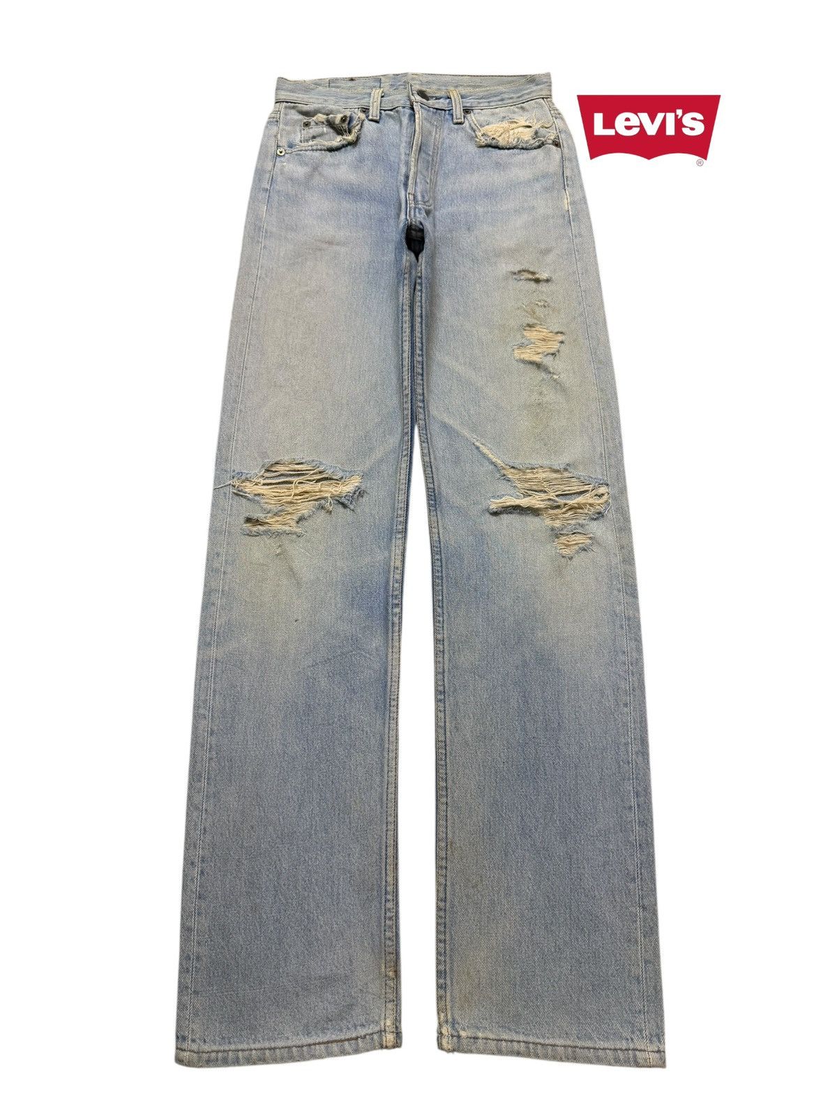 Levi's Vintage 80s Usa Levis 501 Blue Mud Wash Ripped Distressed Size 27" / US 4 / IT 40 - 1 Thumbnail