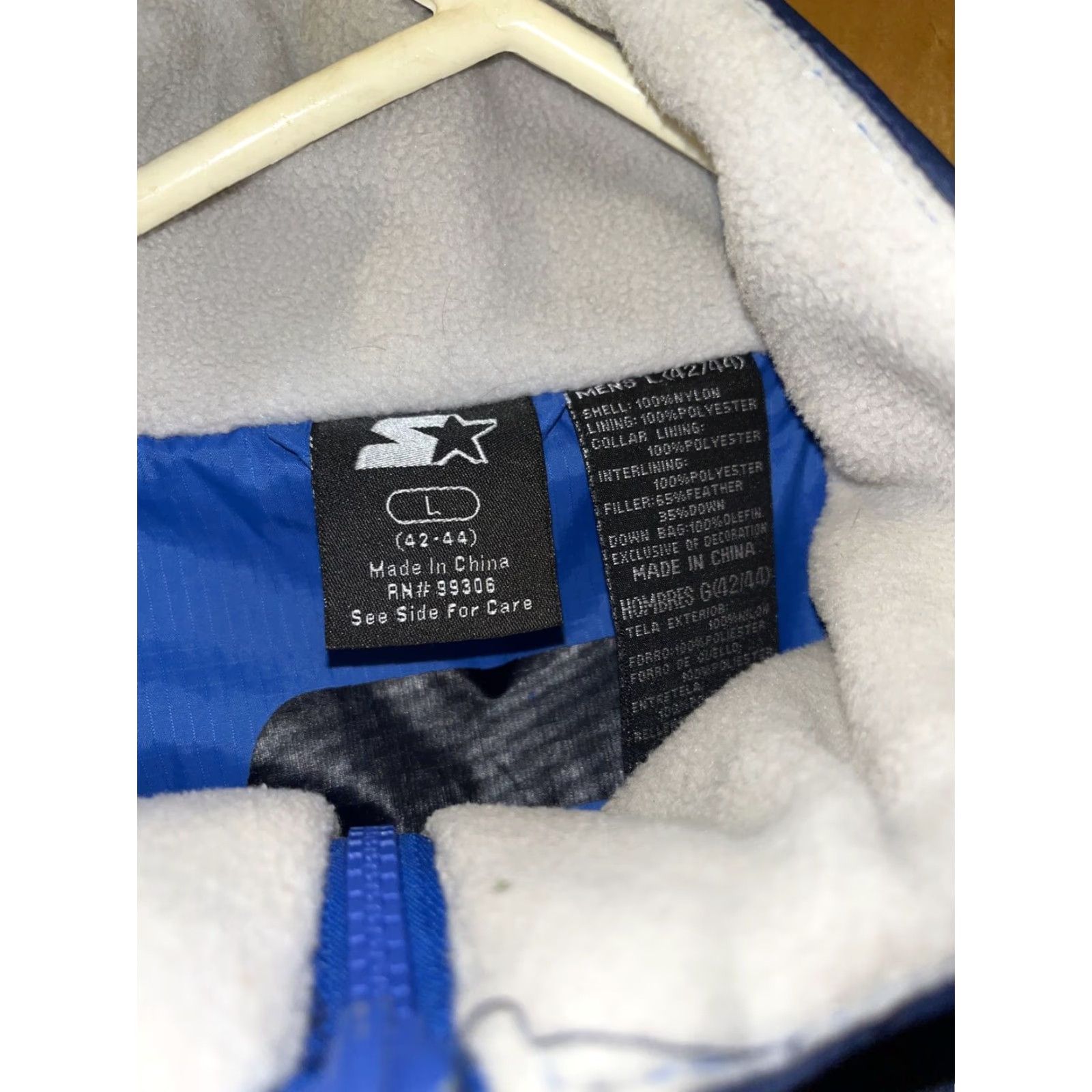 Starter VINTAGE Starter Retro Puffer Jacket Mens Large 42-44 Blue Down Feather Full Zip Pockets Winter Size US L / EU 52-54 / 3 - 4 Thumbnail
