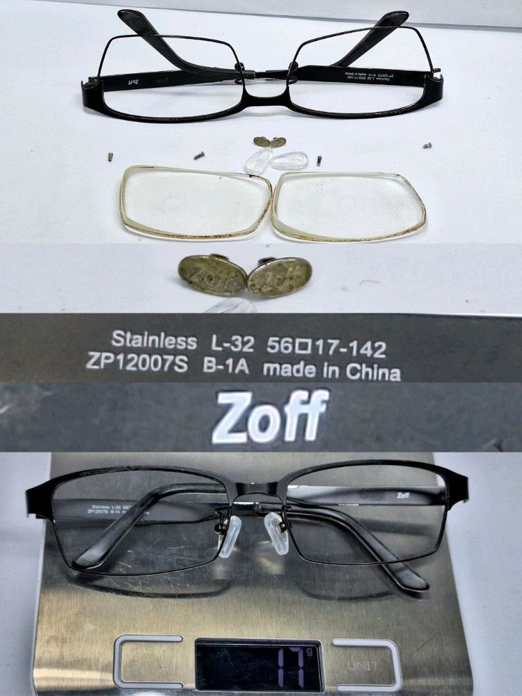 Other Zoff ZP12007S Glasses Frame Black Wide 56mm Ultralight 11g Size ONE SIZE - 2 Thumbnail