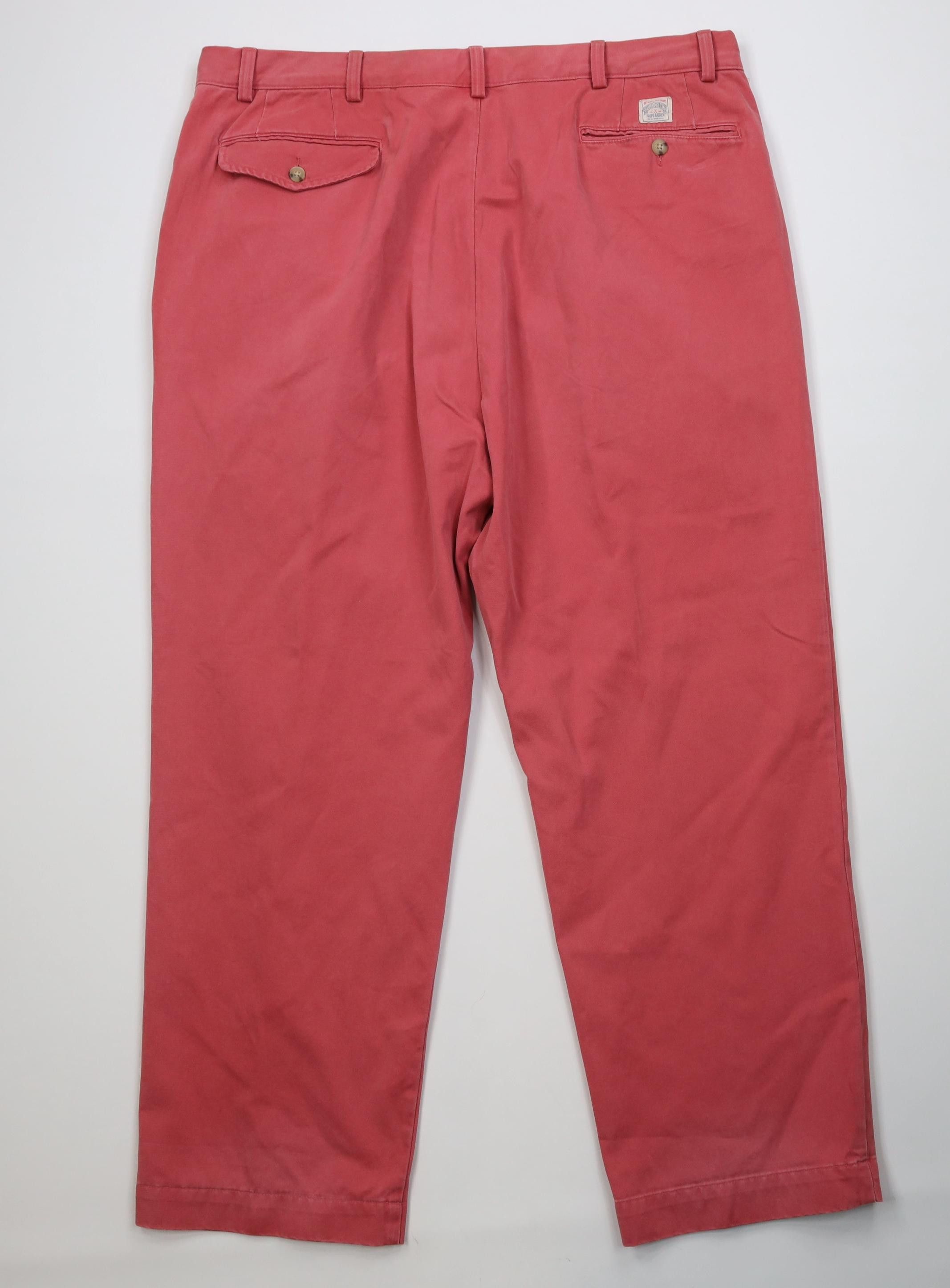 Polo Ralph Lauren Vintage Ralph Lauren Pleated Wide Leg Chino Pants Cotton Red Size US 42 / EU 58 - 12 Thumbnail