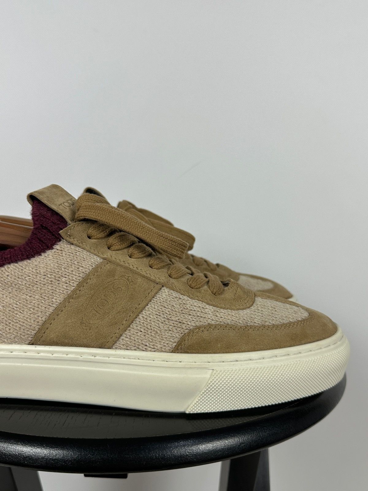 Tod's Tod’s Knit Suede Beige/Burgundy Low Top Lace Up Sneakers Size US 9 / EU 42 - 17 Thumbnail