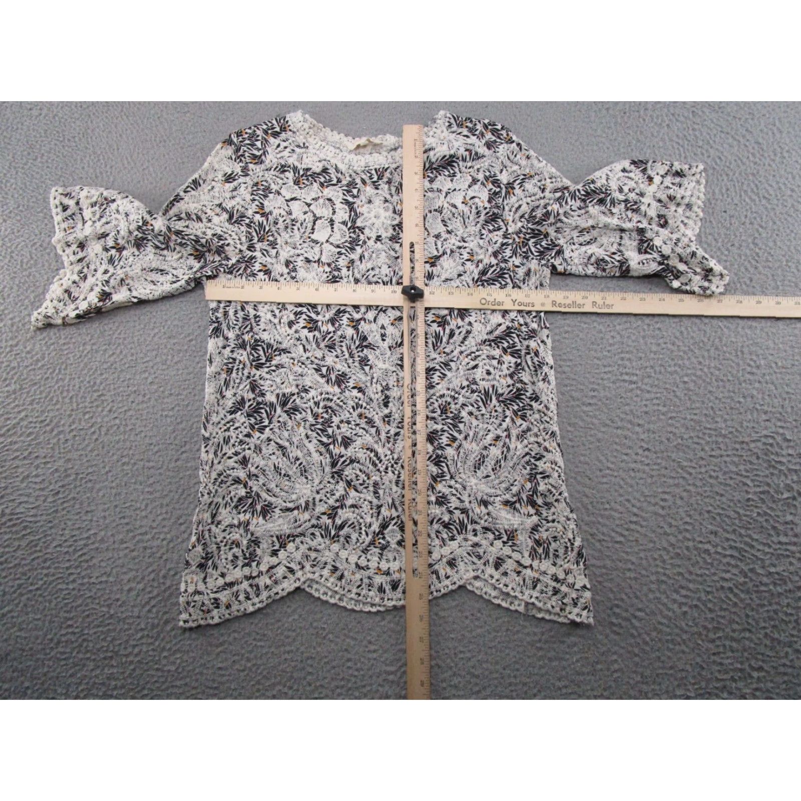 Vintage Solitaire Women's Embroidered Floral 3/4 Sleeve Top Blouse Size L Boho Chic Size L / US 10 / IT 46 - 4 Thumbnail