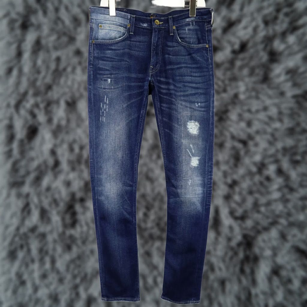 Lee LEE Luke Jeans Men's Slim W31/L34 Zip Fly Stretch Distressed Blue 90% Cotton Denim Jeans Mens W31/L34 Slim Zip Fly Blocked Pockets - Size US 31 - 1 Thumbnail