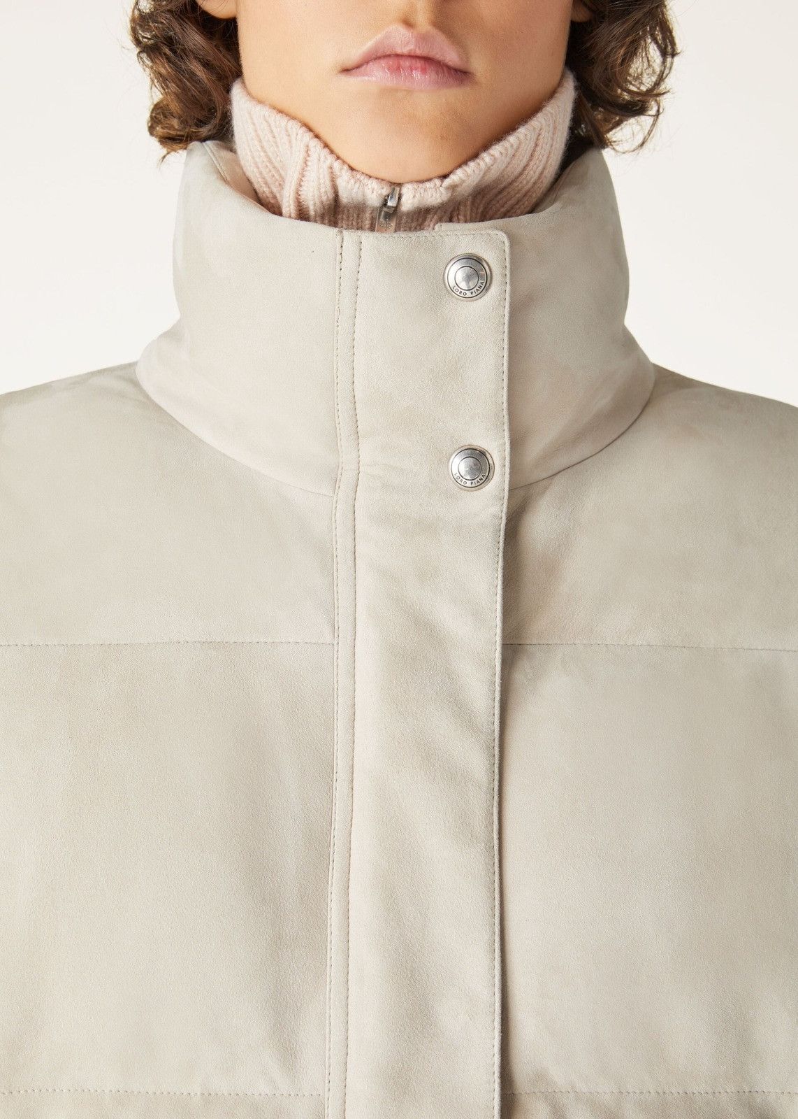 Loro Piana o1srvl11e0126 FAO3645 Suede Padded Jacket in Beige Size L / US 10 / IT 46 - 6 Thumbnail
