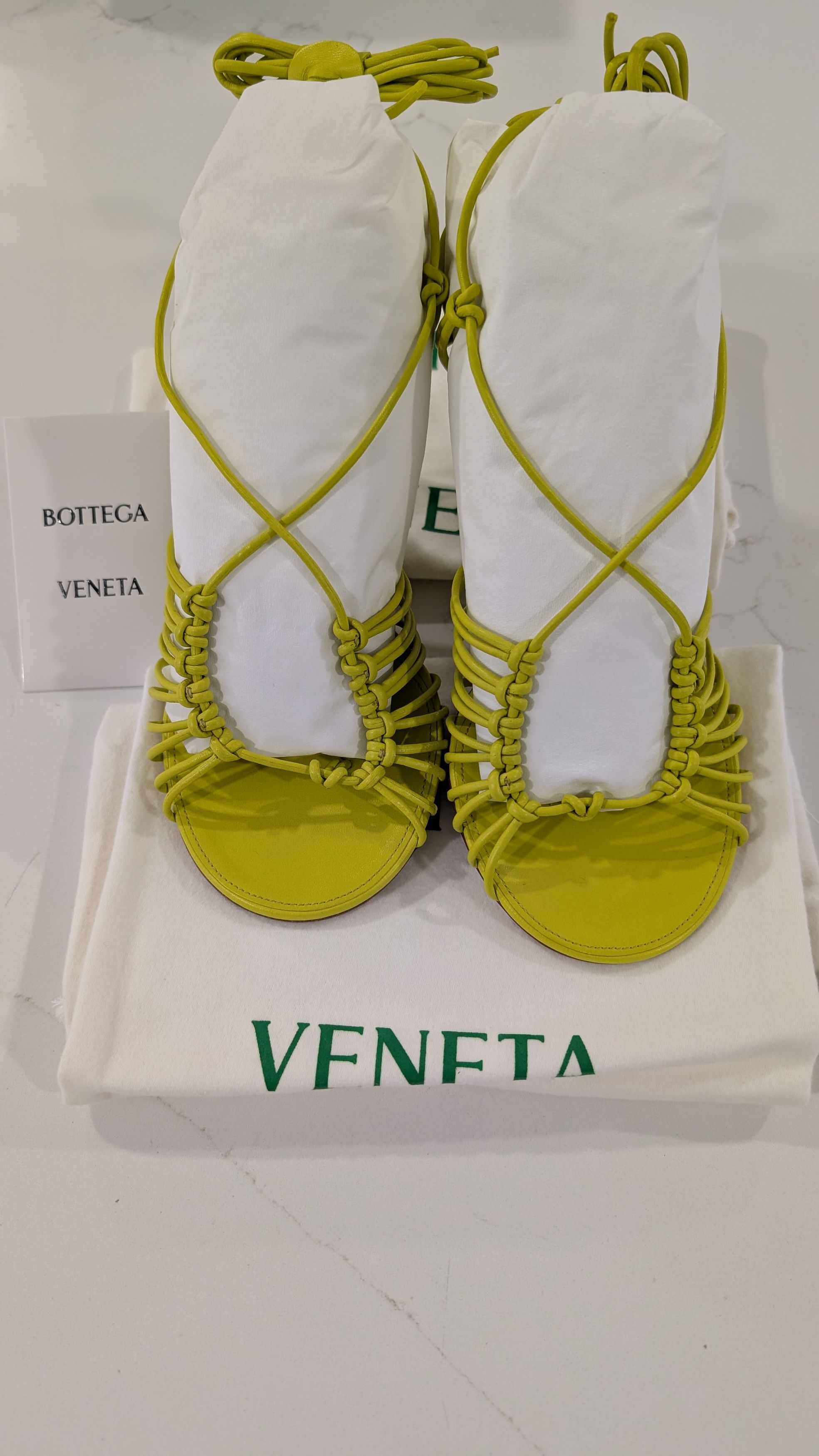 Bottega Veneta Bottega Veneta Dot Lace-Up Sandals Kiwi Leather Size US 7 / IT 37 - 5 Thumbnail