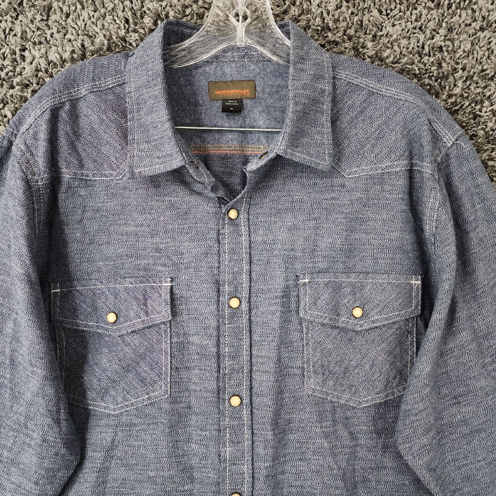 Vintage VINTAGE Northwest Territory Shirt Mens XL Blue Long Sleeve Button-Up Snap Closure Size US XL / EU 56 / 4 - 3 Thumbnail