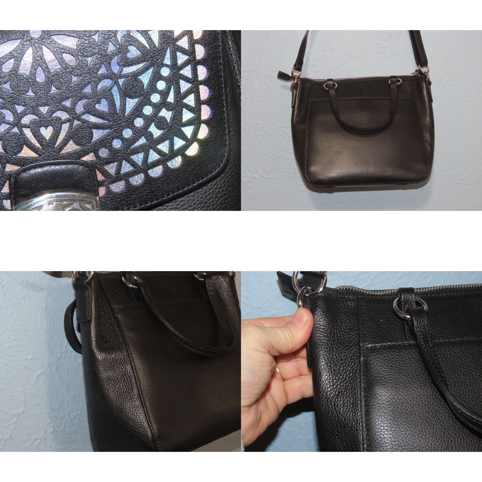 Brighton Brighton Bennett Snappy Black Crossbody Purse Bag Changeable Flap Leather Zip PEBBLED Silver Hardware Women Medium” Size ONE SIZE - 8 Thumbnail