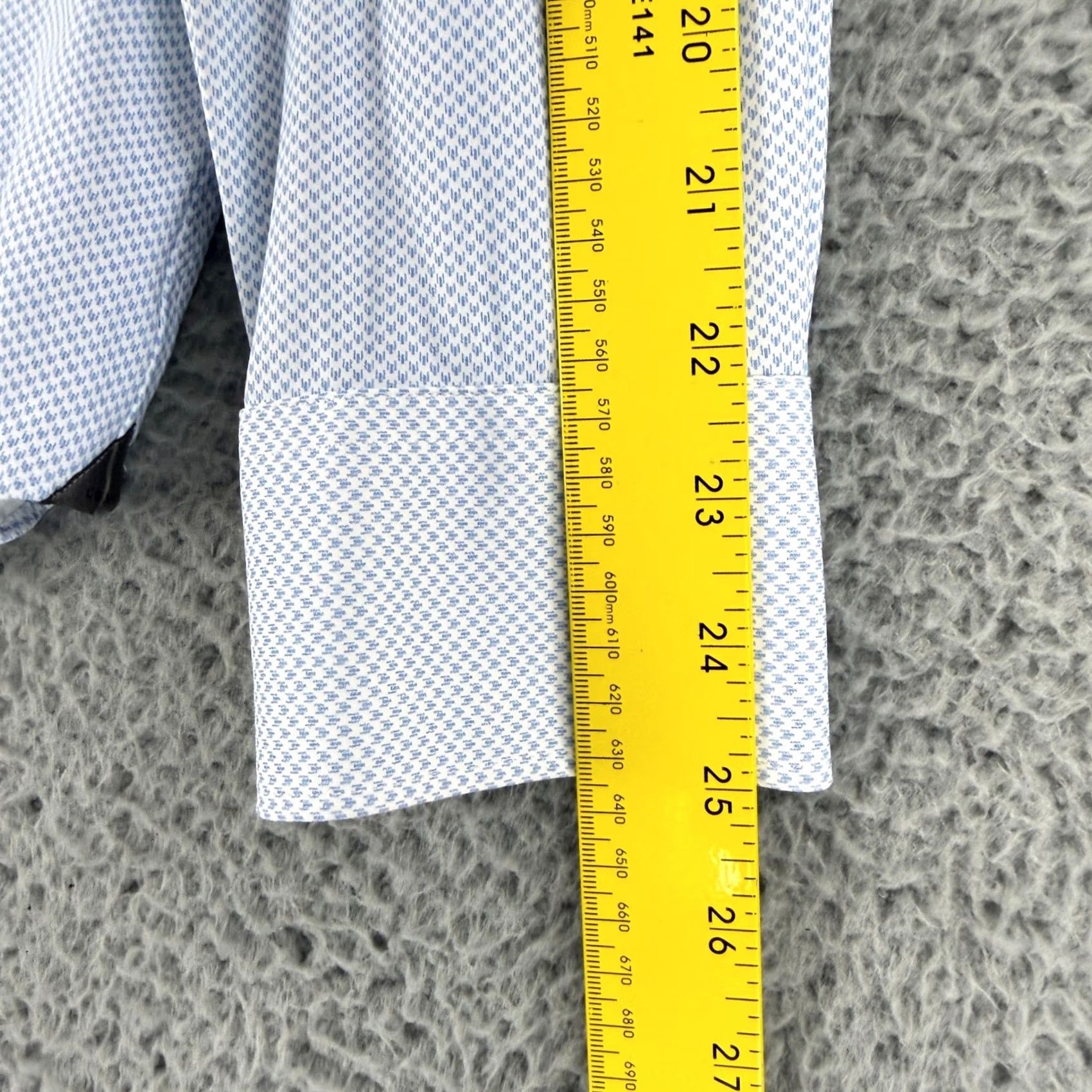 Corneliani Corneliani Button-Up Shirt Mens XL Blue White Micro Pattern Stretch 86-P178 Geometric Classic City Designer Business Casual Travel Party/Cocktail Size US XL / EU 56 / 4 - 7 Thumbnail