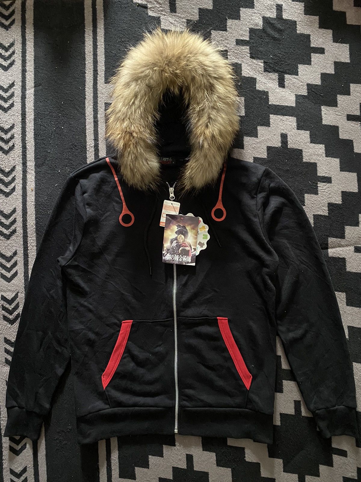 BNWT full metal alchemist anime cosplay fur zip hoodie, image size:1200x1600