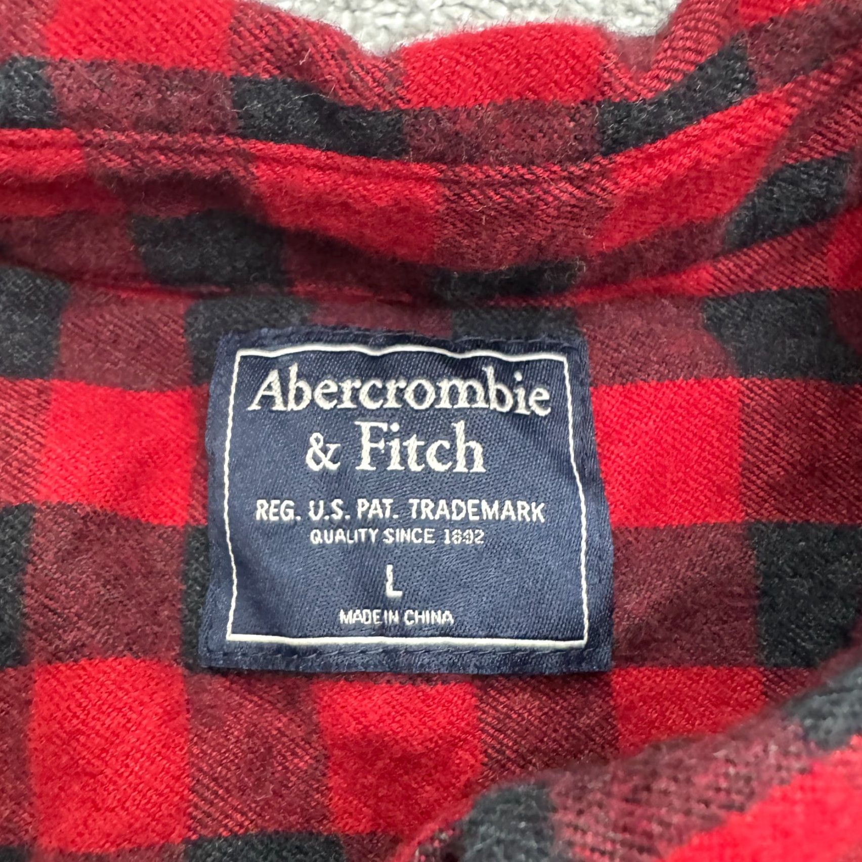 Abercrombie & Fitch Abercrombie & Fitch Buffalo Flannel Shirt Men Red Black Plaid Cotton Long Sleeve L Size Button-Up Shirt Size US L / EU 52-54 / 3 - 7 Thumbnail
