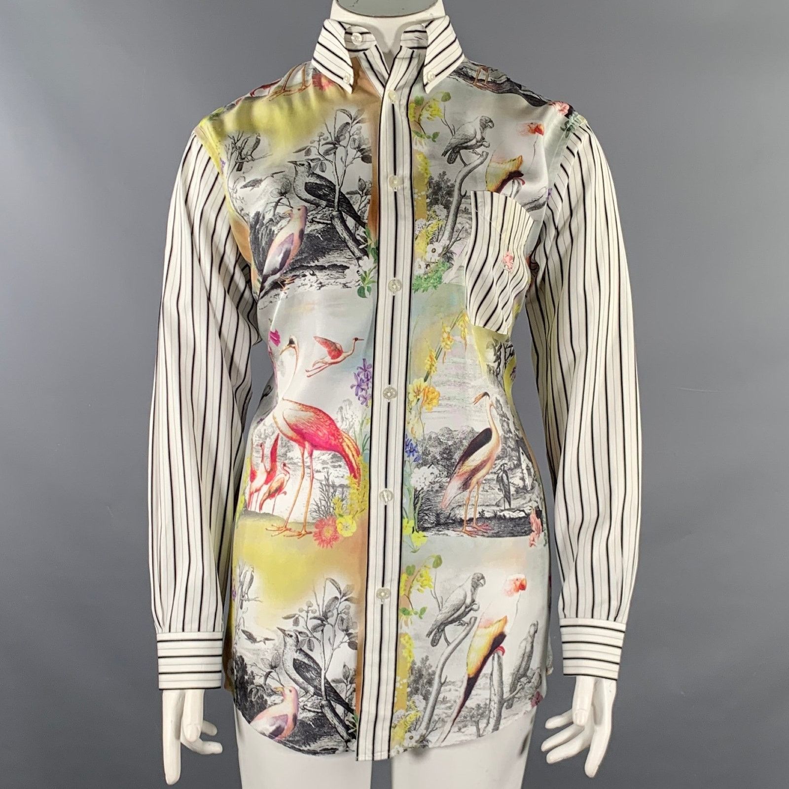 Etro XS White Multi Color Cotton Silk Print Button Down Shirt Size US XS / EU 42 / 0 - 1 Thumbnail