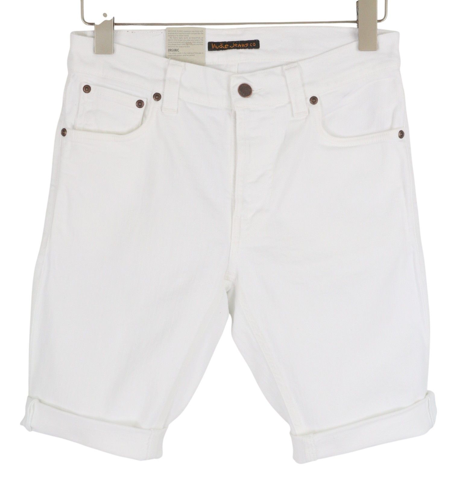Nudie Jeans LEAN DEAN W28 Denim White Zip Cotton Turn-Up Shorts 83841 Size US 28 / EU 44 - 1 Thumbnail