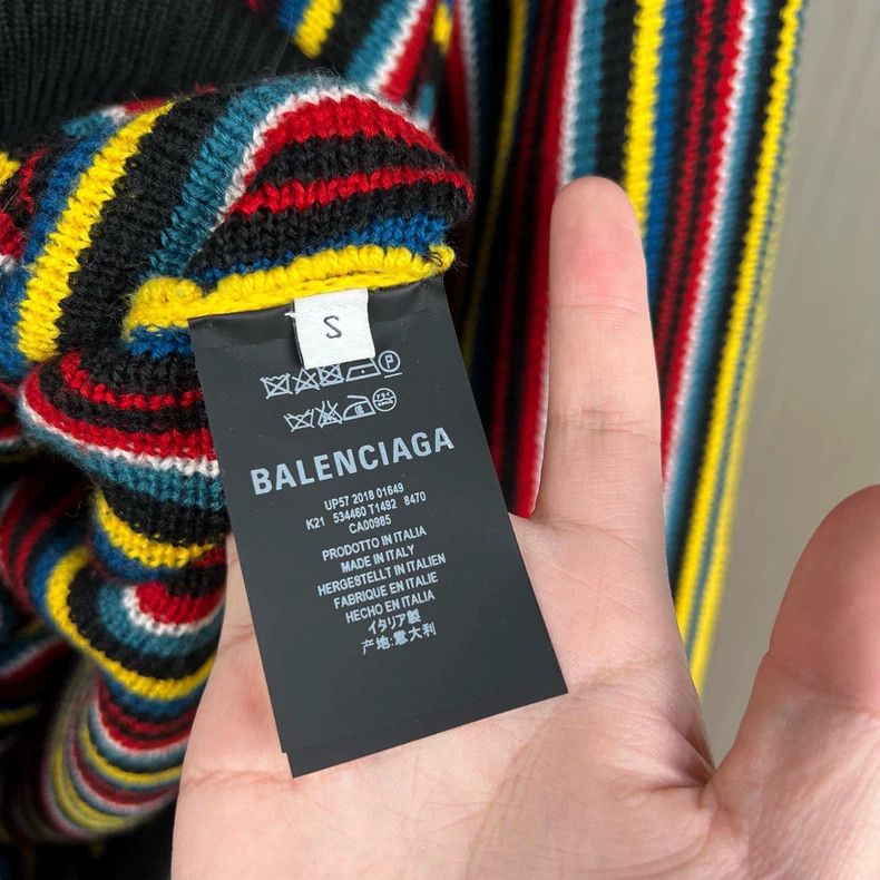 Balenciaga Balenciaga Striped Embroidered Letter Knitted Sweater Size US S / EU 44-46 / 1 - 6 Thumbnail