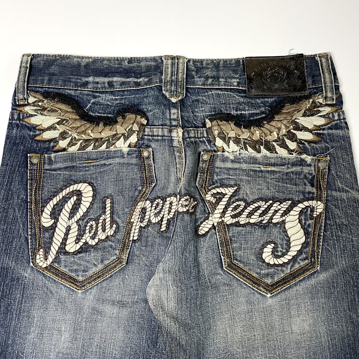 If Six Was Nine Red Pepper Studded Angle Wings Distressed Jeans Size US 32 / EU 48 - 9 Thumbnail