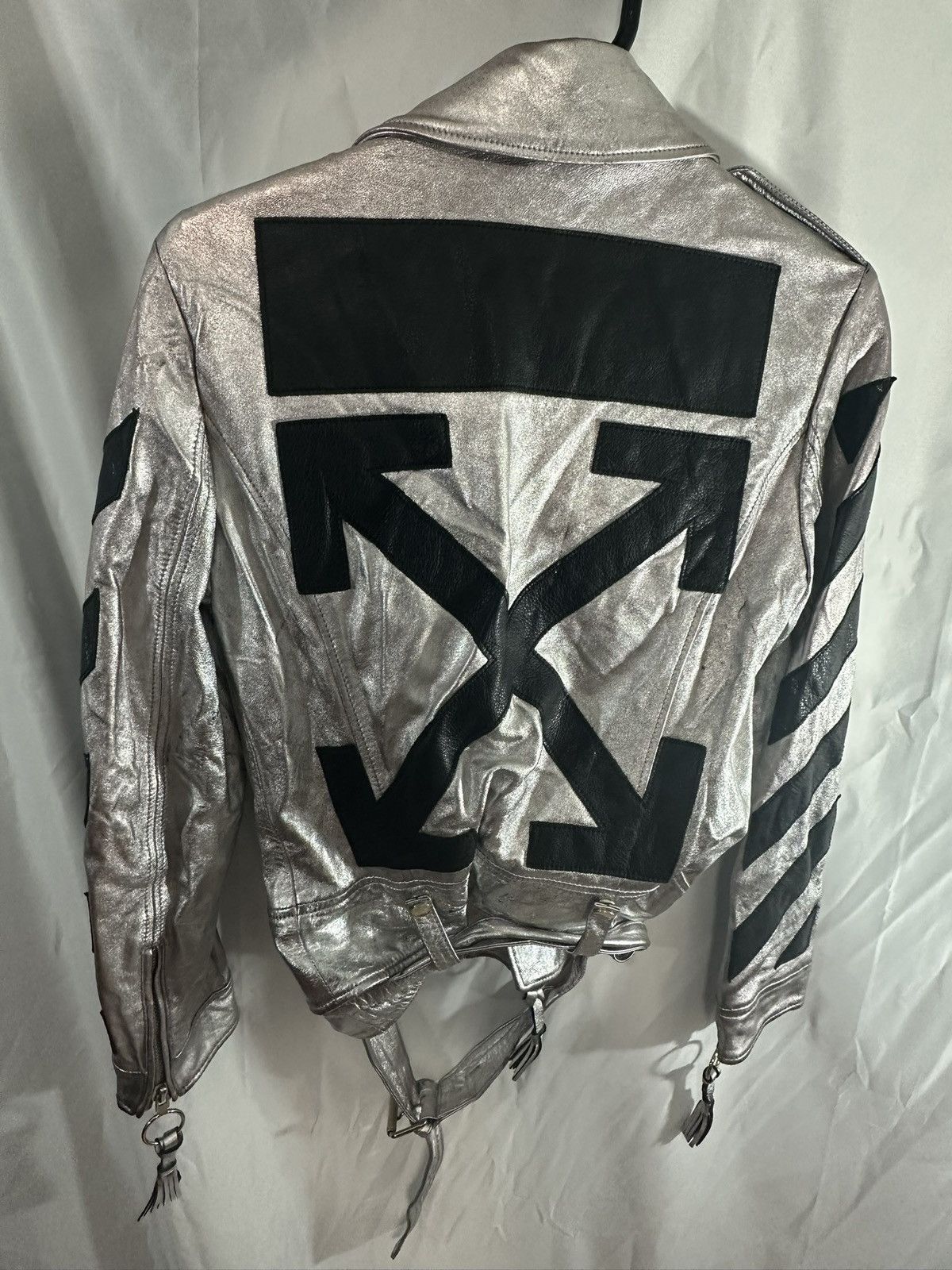 Off-White OFF WHITE SILVER LEATHER JACKET Size US M / EU 48-50 / 2 - 3 Thumbnail