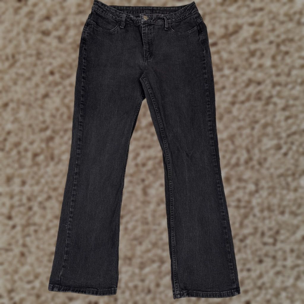 Lee Lee Jeans Womens Jeans Black Denim Mid Rise Bootcut 12 Regular 30x30 5-Pocket Denim Cotton Blend Cowboy Style Size 34" / US 12 / IT 48 - 1 Thumbnail