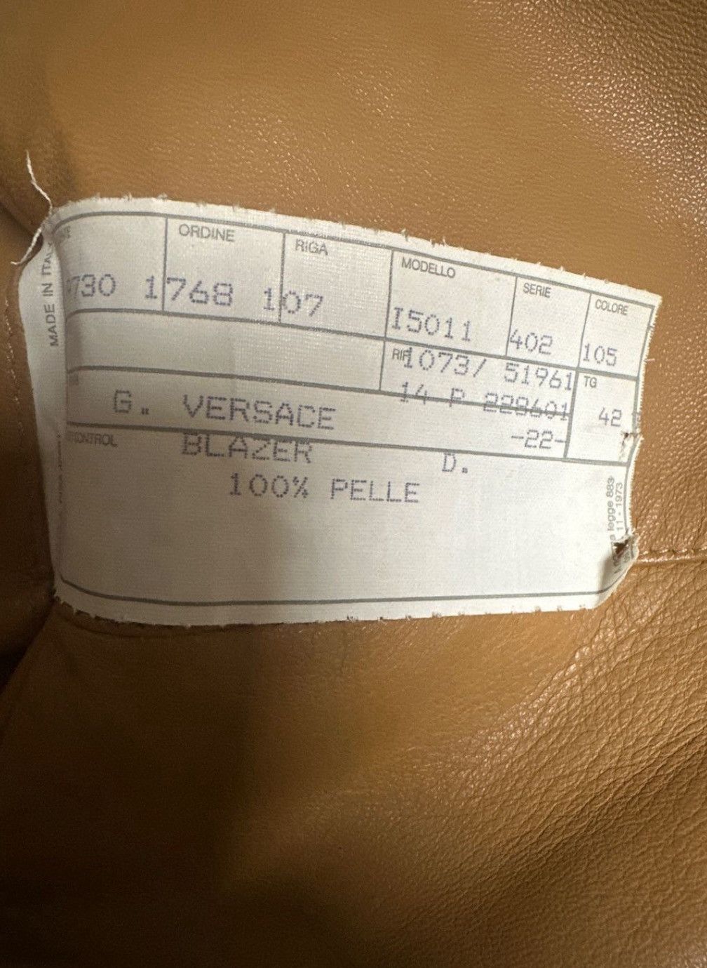 Versace 1990s Gianni Versace Tan Leather Blazer — 100% Pelle Size S / US 4 / IT 40 - 3 Thumbnail
