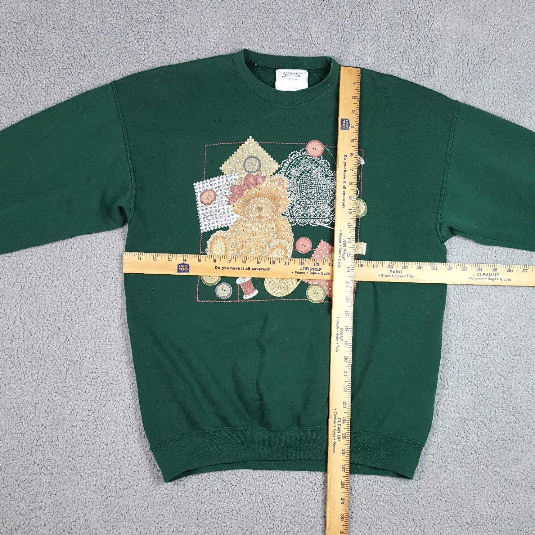 Vintage VINTAGE Teddy Bear 90s Sweatshirt L Green Pullover Crewneck Santee Unisex Adults - Size Large, 80s, Animal, Graphic Print, US Made Size US L / EU 52-54 / 3 - 3 Thumbnail