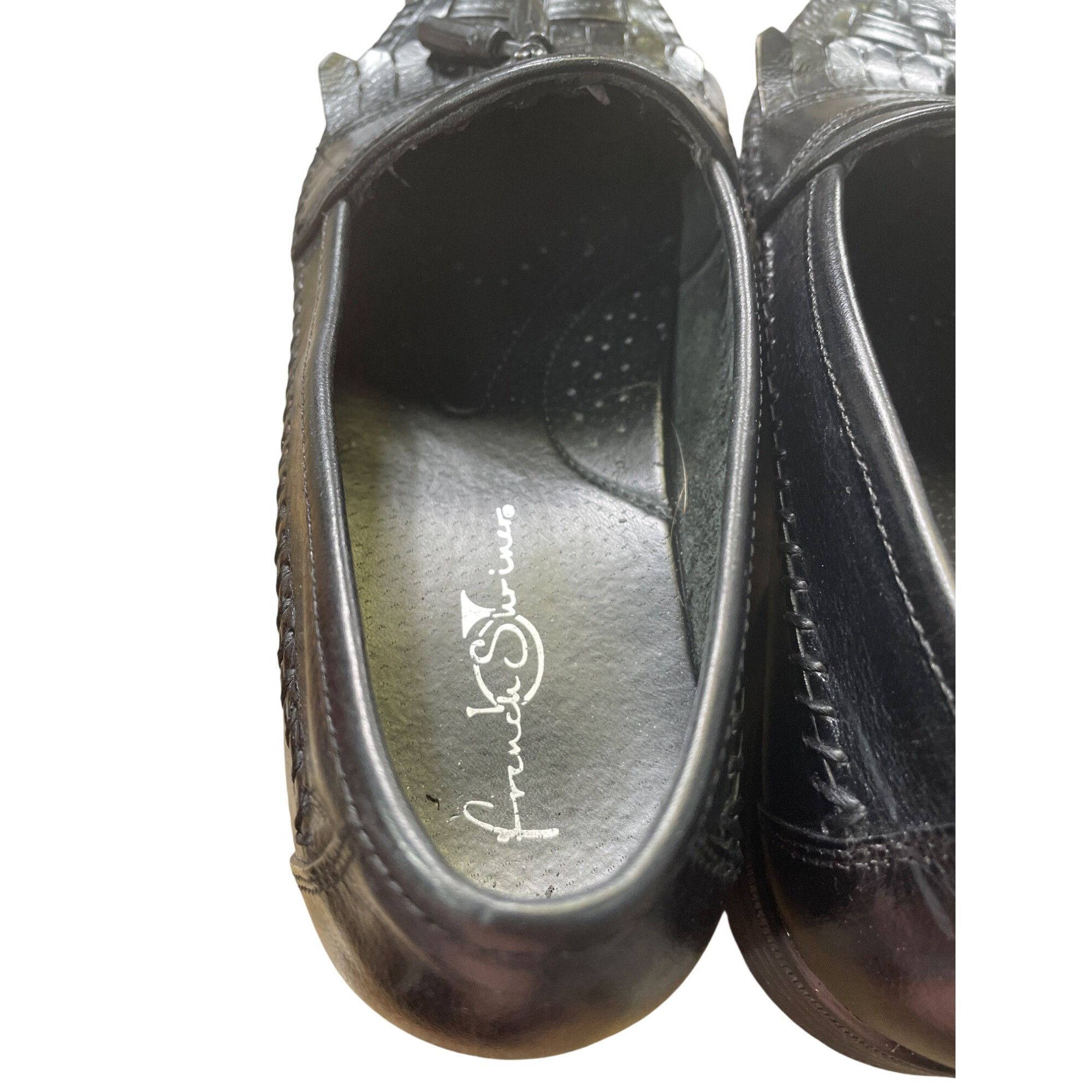 Designer French Shriner Black Leather Tasseled Slip-On Loafers Mens S Size US 8.5 / EU 41-42 - 8 Thumbnail