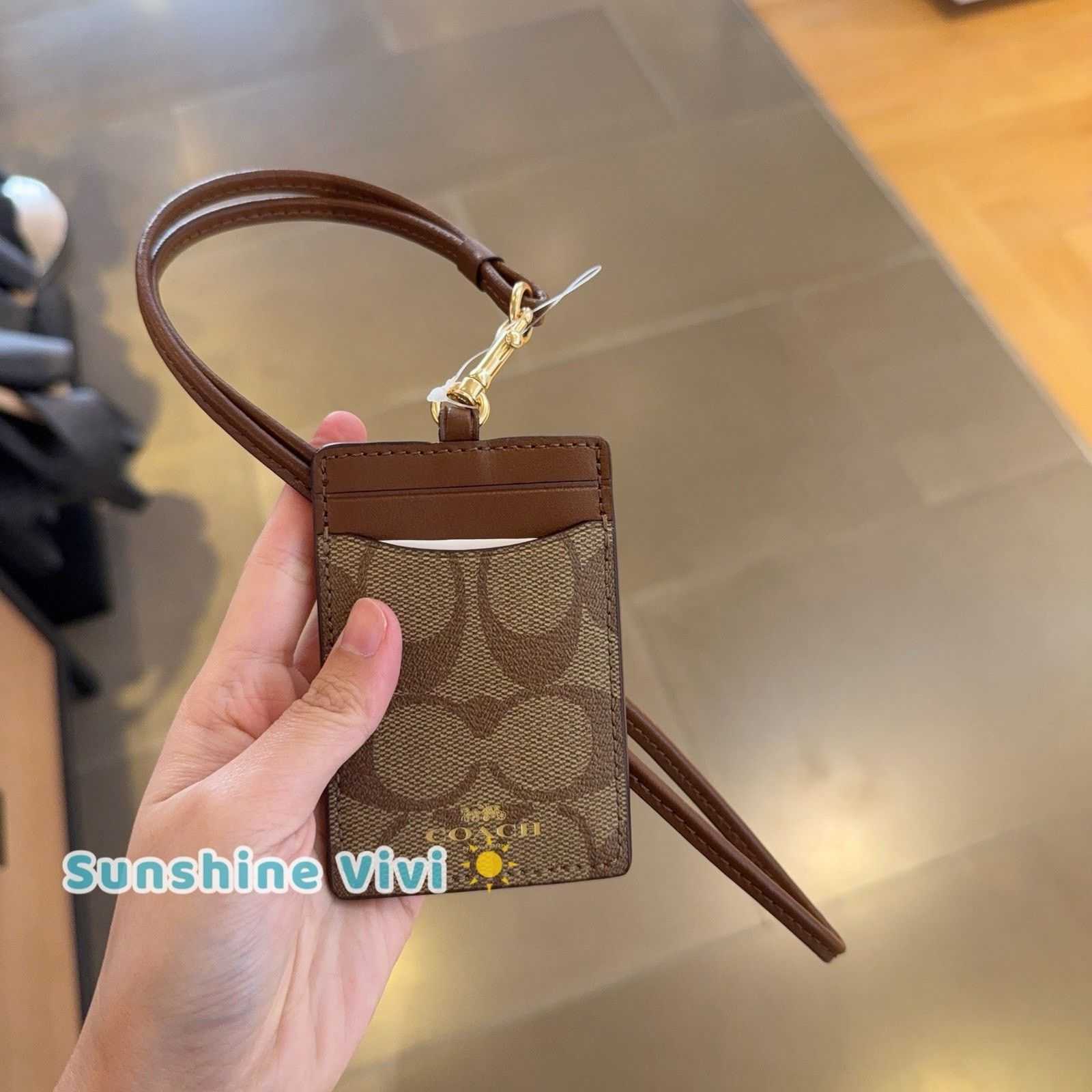 Coach NWT COACH 63274 Lanyard ID Badge Holder Gold/Tan/Brown Size ONE SIZE - 1 Thumbnail