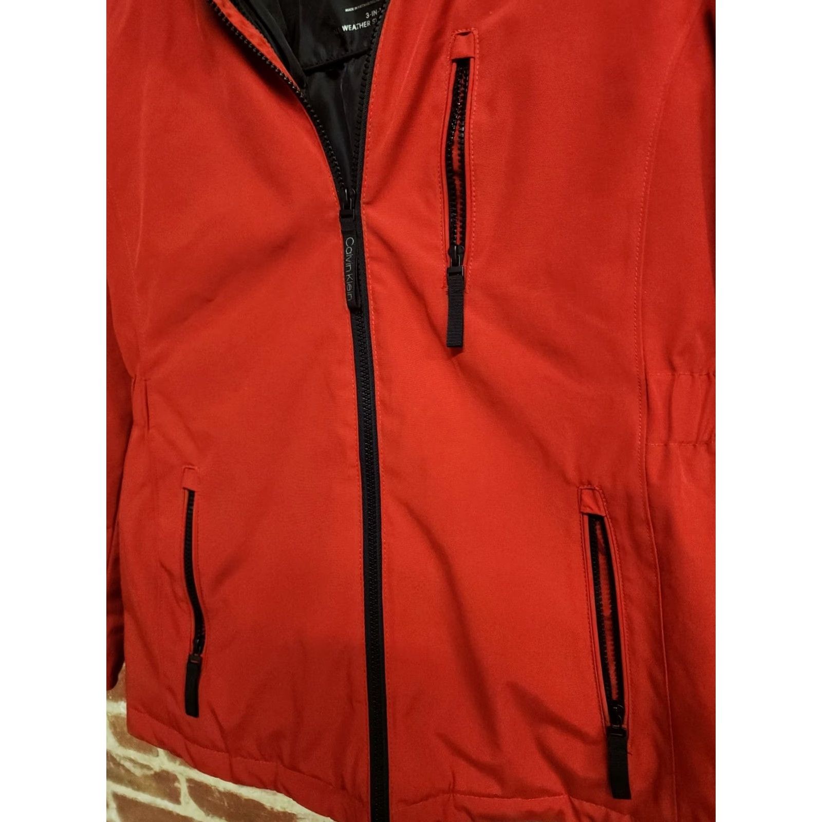 Calvin Klein Calvin Klein Jacket 3-in-1 Red Hoodie Removable Vest Hood Womens M Medium 3 in 1 Zip Poplin Polyester Wind-Resistant Water-Resistant Pockets Size M / US 6-8 / IT 42-44 - 3 Thumbnail