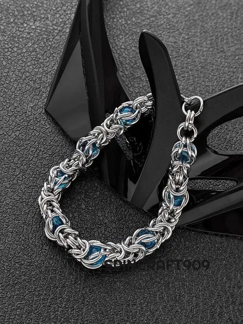 Jewelry Chunky Chain Link Blue Gemstone Bracelet Size ONE SIZE - 2 Thumbnail