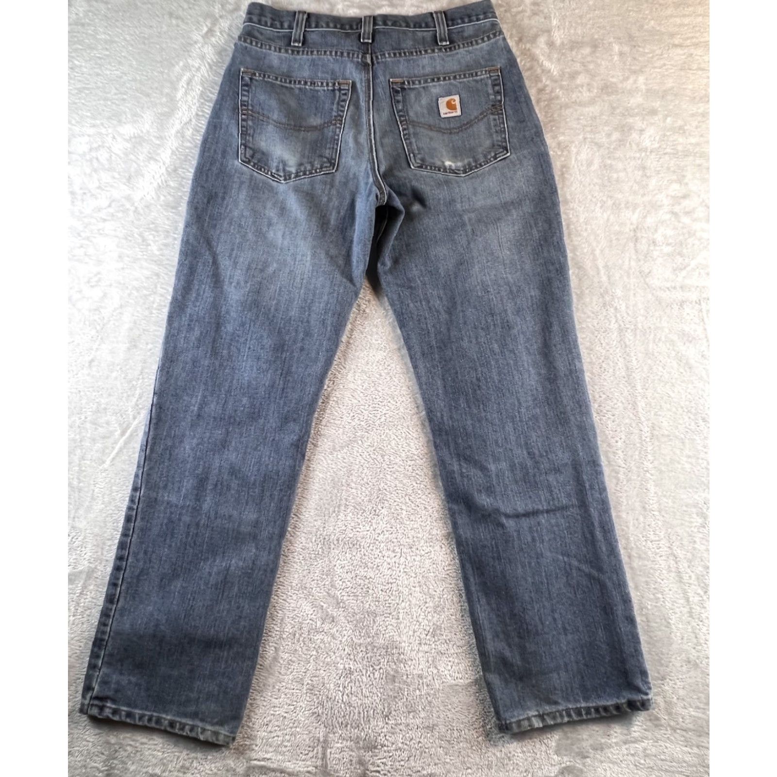 Carhartt Carhartt Jeans Mens 32x32 Relaxed Fit Straight Blue Distressed 5-Pocket Denim Workwear USA Logo/Mexico Made Jeans Size US 32 / EU 48 - 2 Thumbnail