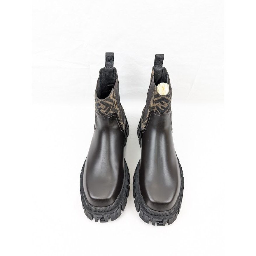 Fendi o1rshd1 Men's Fabric Calf Leather Boots in Black/Dark Brown Size US 11 / EU 44 - 17 Thumbnail