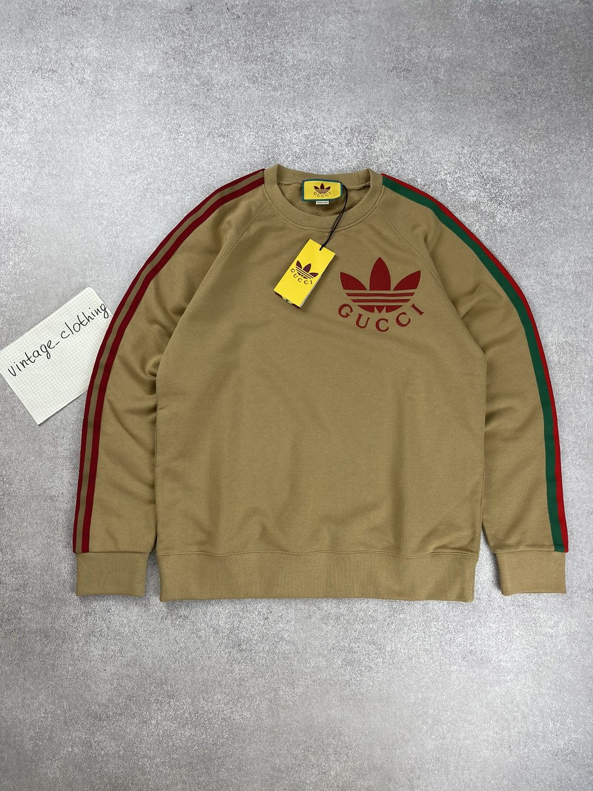 Adidas × Gucci Gucci x Adidas Cotton Sersey Sweatshirt Beige Size L Size US L / EU 52-54 / 3 - 1 Thumbnail