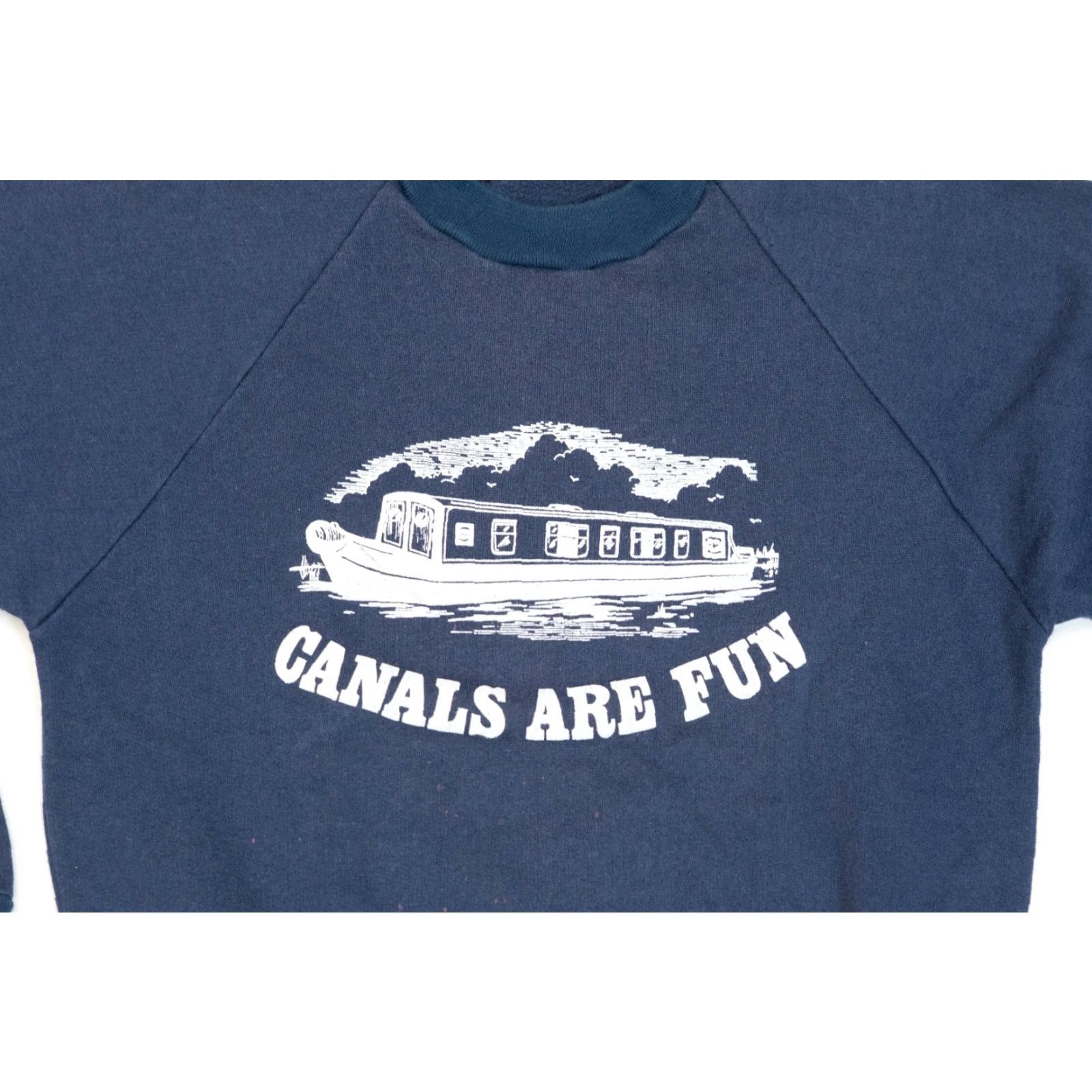 Greats VINTAGE Canals Are Fun Sweatshirt Blue Size S Women United Kingdom 1960s 50s VTG VT Vintage Pullover Crew Neck Size S / US 4 / IT 40 - 2 Thumbnail
