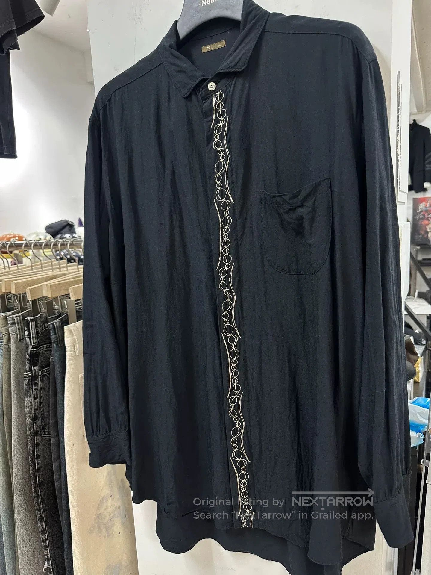Yohji Yamamoto elegant black embroidered shirt for men. Size US XXL / EU 58 / 5 - 2 Thumbnail