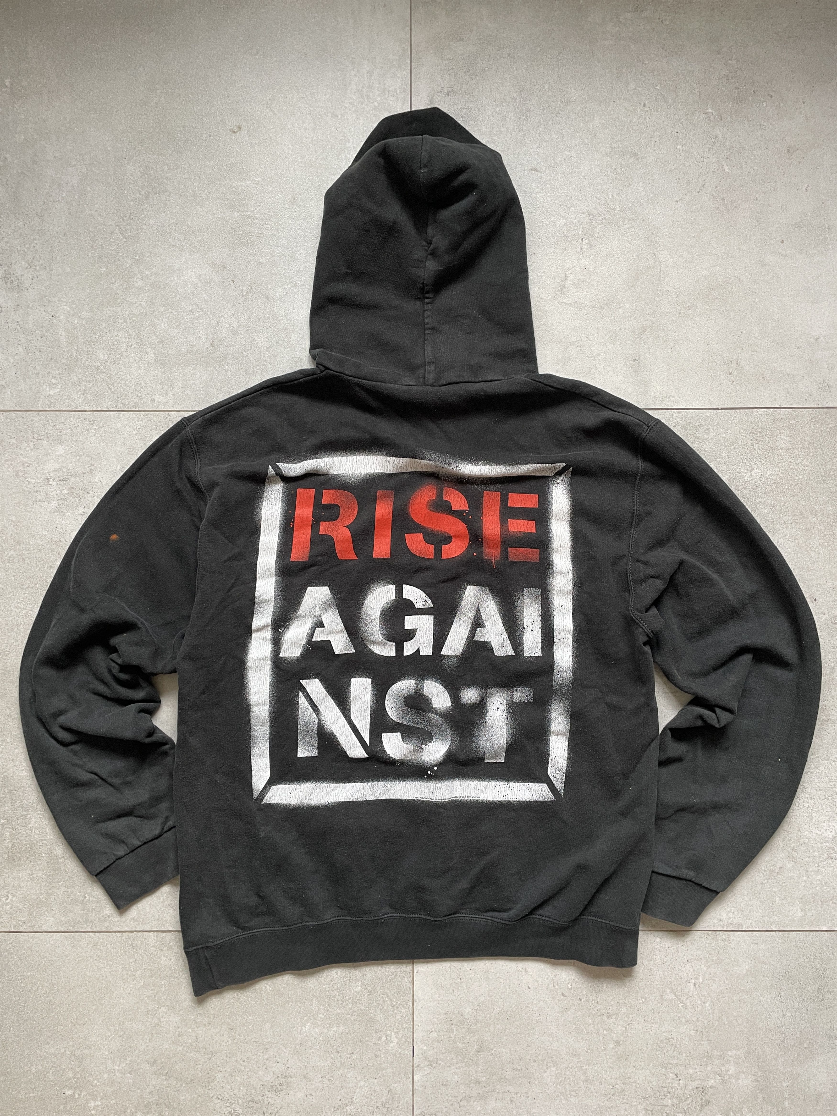 Band Tees × Vintage Y2K RISE AGAINST BOXY WASHED BLACK ZIP HOODIE Size US XL / EU 56 / 4 - 1 Thumbnail