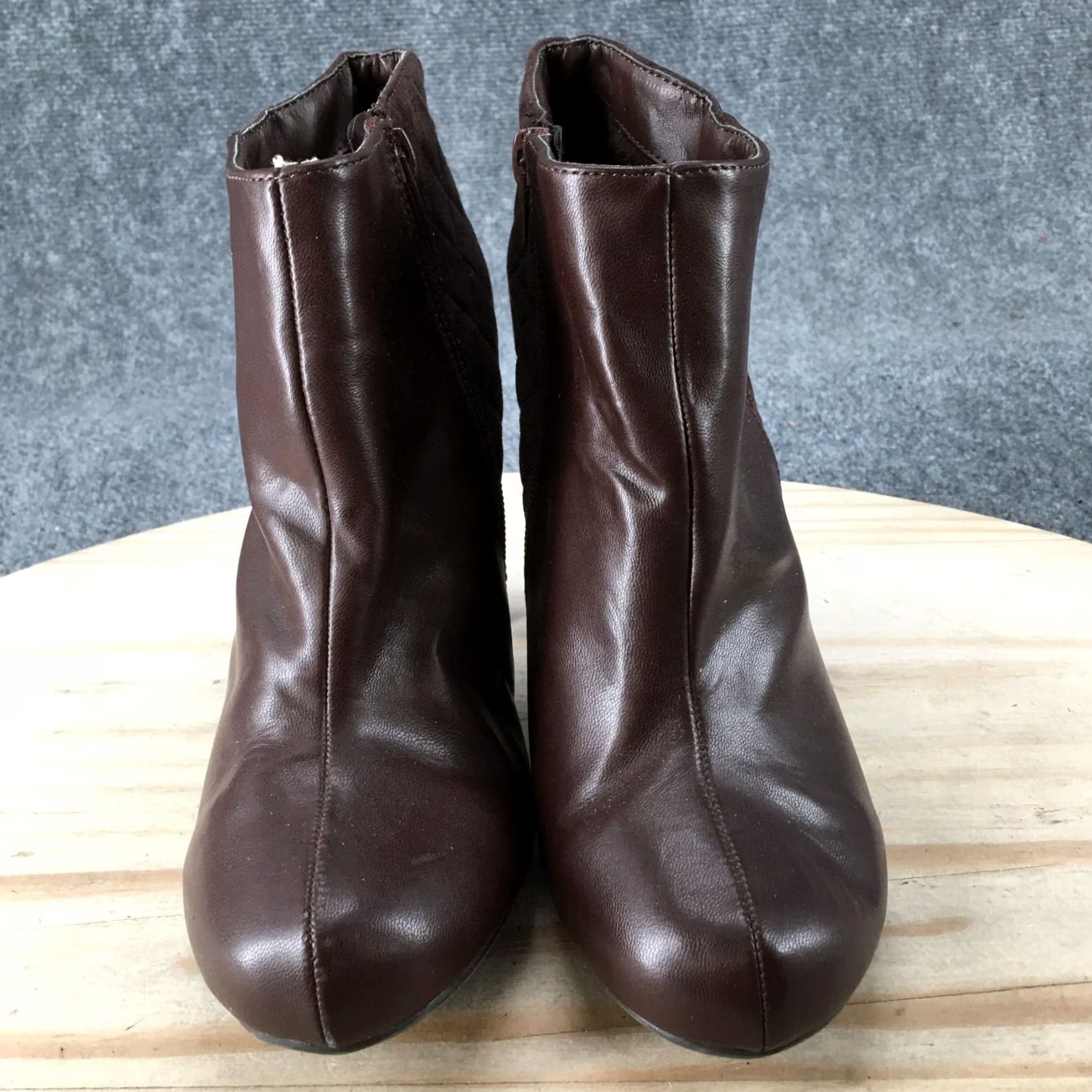 Vintage Bamboo Boots Womens Ankle Booties Mozza 17X Brown Faux Leather, Heel Cone, 10 US, Boots, Women, M, Brown, Faux Leather, 4 in, Casual, Vintage: No Size US 10 / IT 40 - 6 Thumbnail