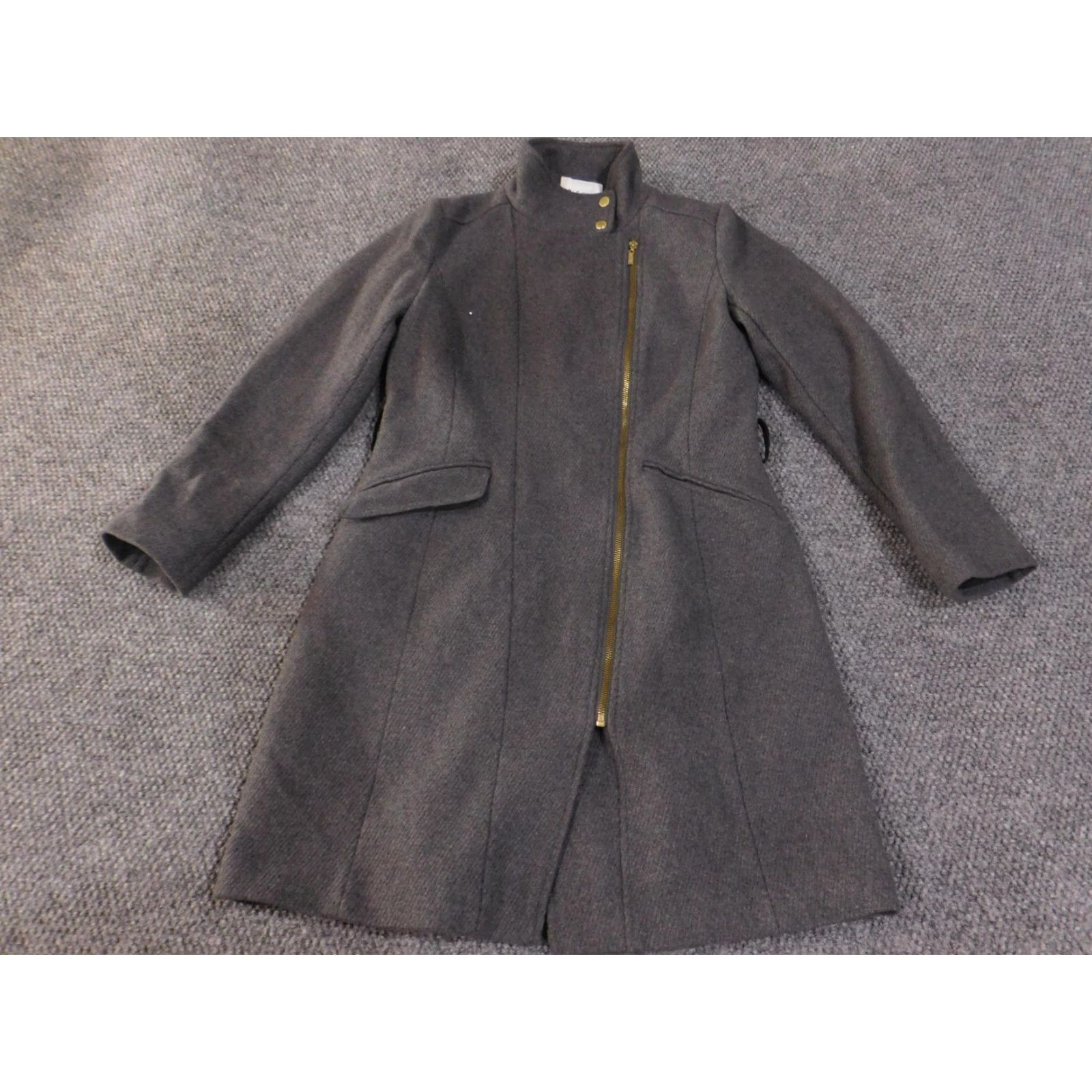 Cole Haan VINTAGE Cole Haan Signature Coat Womens 8 Gray Wool Blend Asymmetrical Zip Long Jacket Size M / US 6-8 / IT 42-44 - 2 Thumbnail
