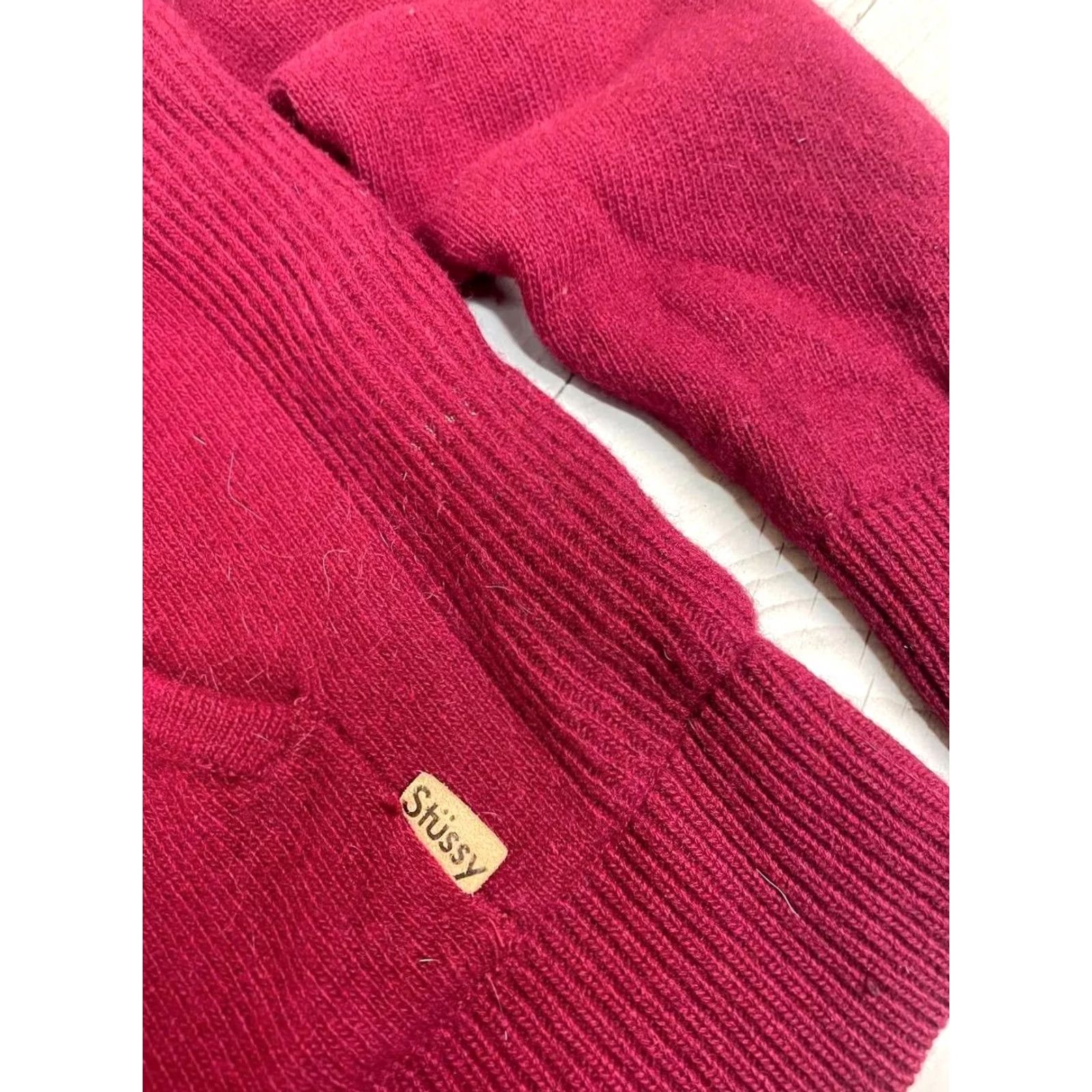 Vintage VINTAGE Stussy Hoodie Sweater Knit Wool Red Men Size M Casual Size US M / EU 48-50 / 2 - 6 Thumbnail