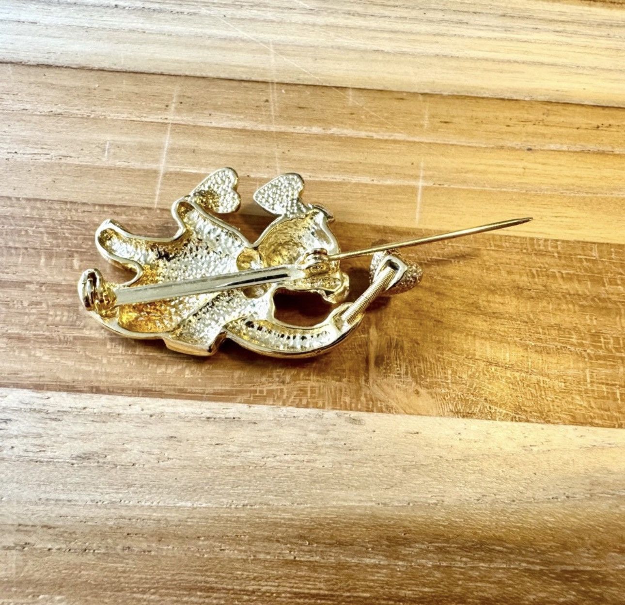 Other Vintage Gold Tone Teddy Bear Brooch Rhinestones Black Vest Size ONE SIZE - 6 Thumbnail