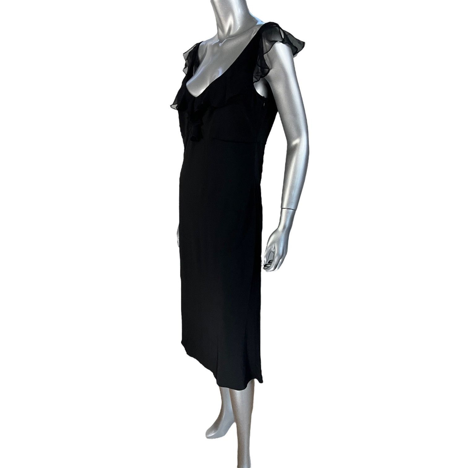 Elie Tahari Elie Tahari Maggie Silk Blend Black Midi Dress Size XL / US 12-14 / IT 48-50 - 5 Thumbnail