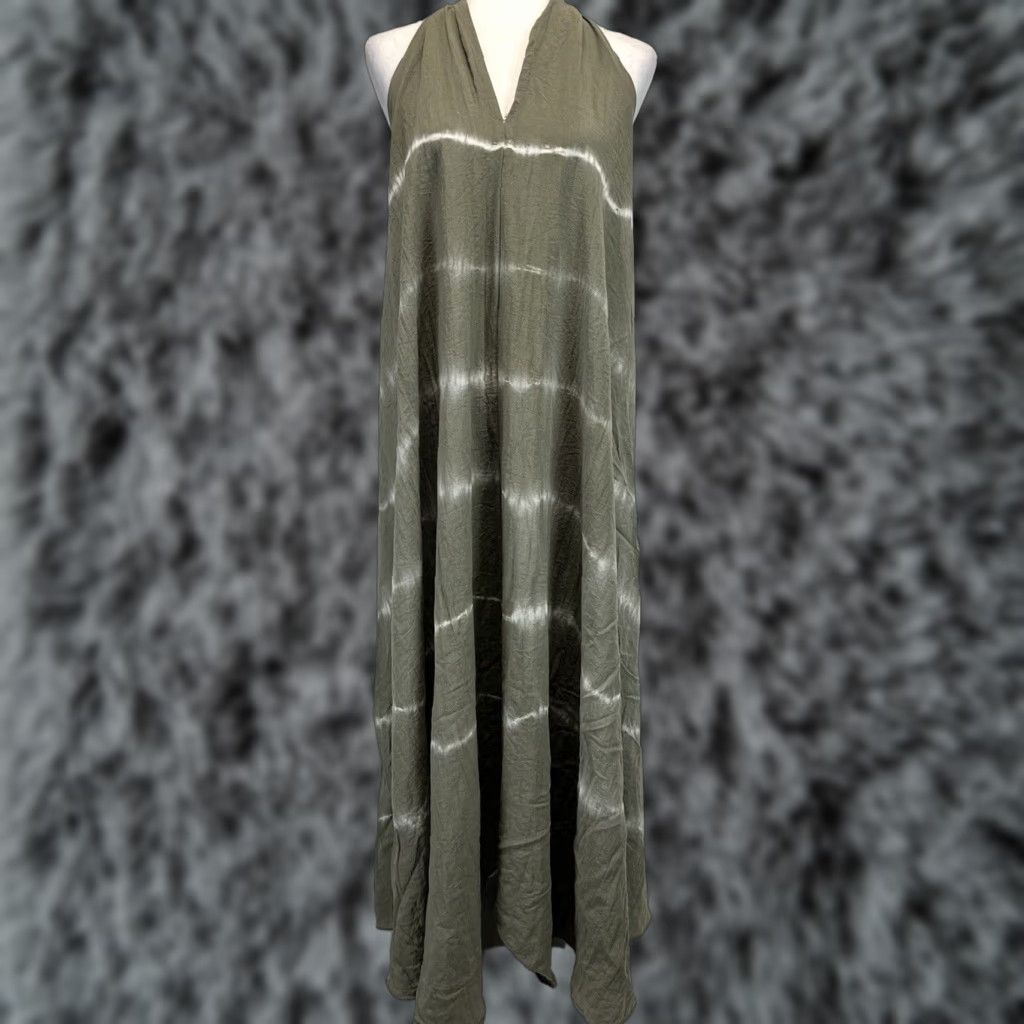 X-LARGE VINTAGE Vasna 100% Linen Striped Halter Maxi Dress XL Brown Oversized Casual Travel Womens Size XL / US 12-14 / IT 48-50 - 1 Thumbnail