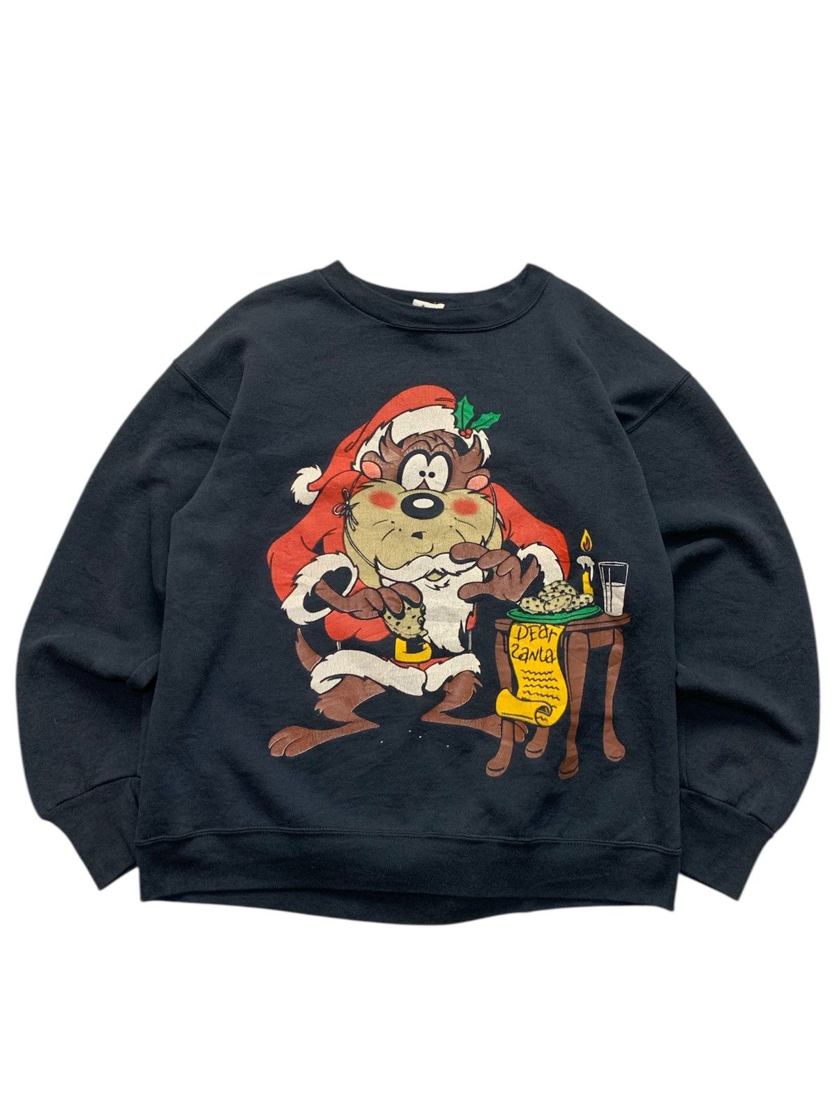 Warner Bros 🐍 Vintage 90s Tasmanian Dear Santa Looney Tunes Sweatshirt Size US L / EU 52-54 / 3 - 1 Thumbnail