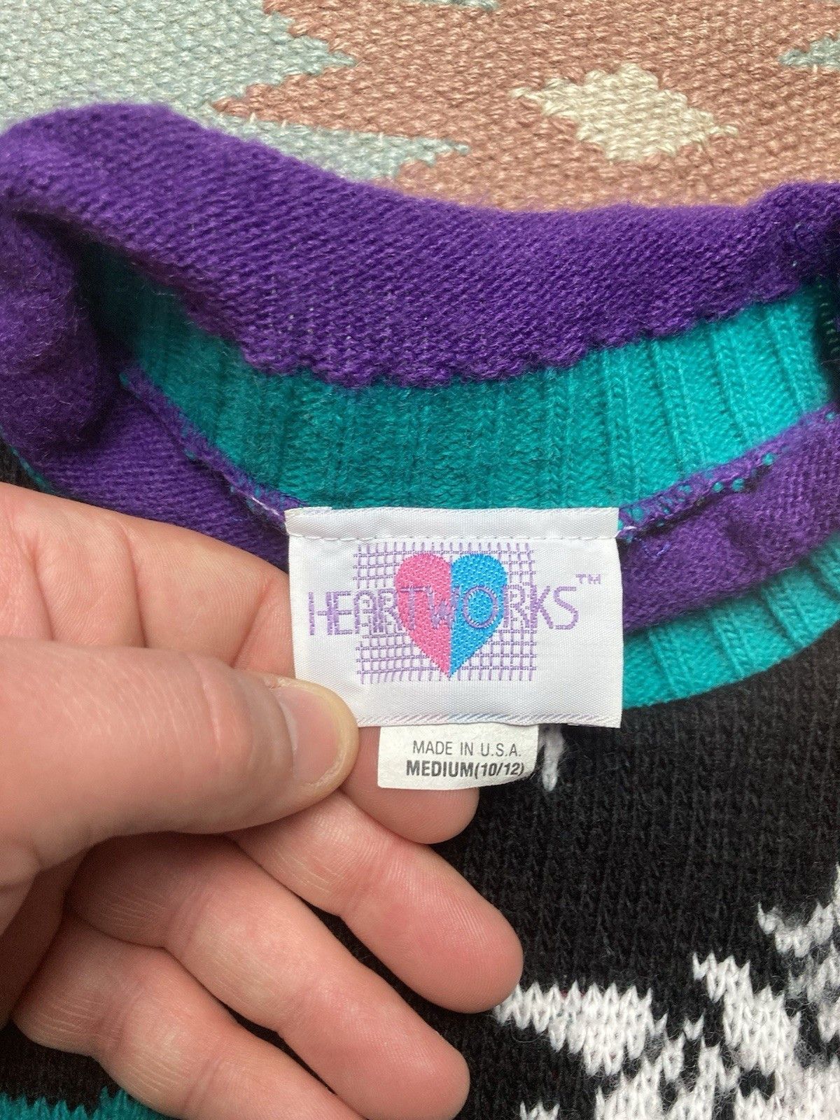 Vintage Heartworks acrylic knit sweater unicorn stars cute 10-12 Size XXS / US 00 / IT 34 - 4 Thumbnail