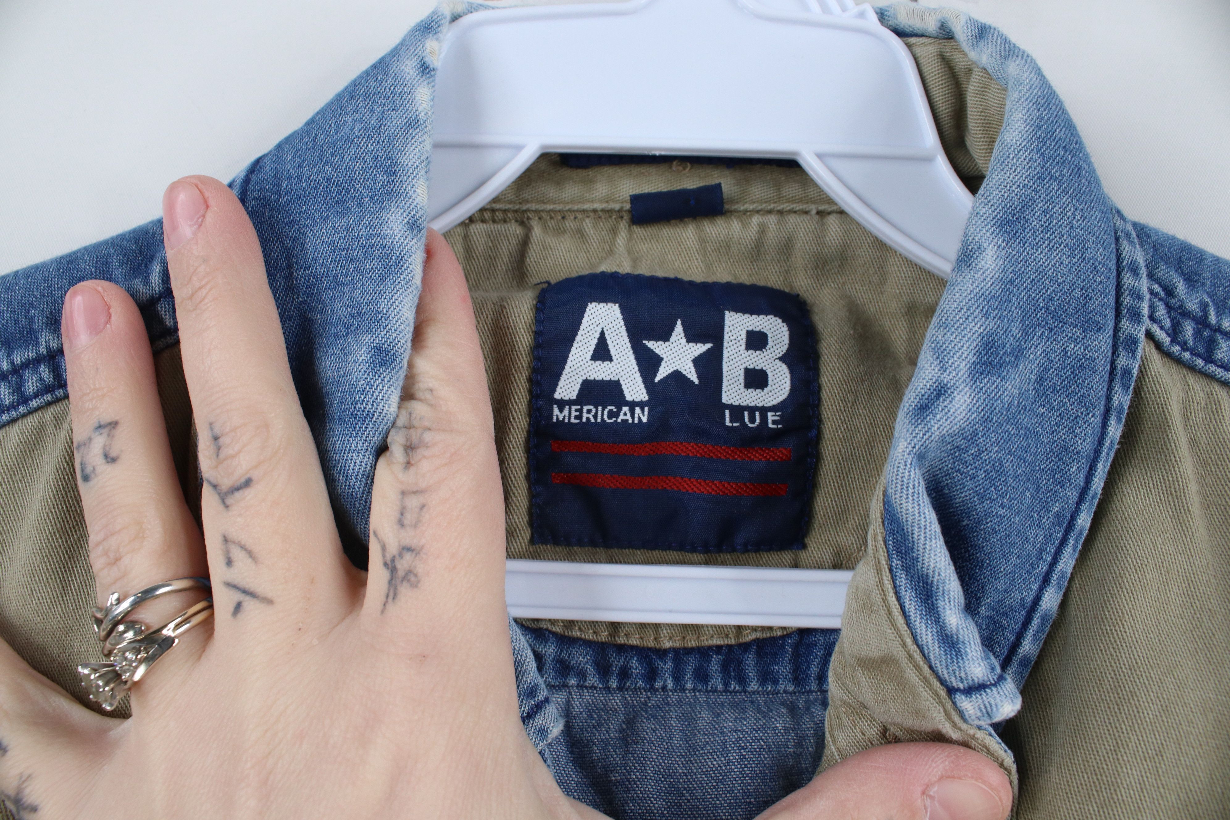 Vintage Vintage 90s Streetwear Block Denim Jean Button Down Shirt Size US XL / EU 56 / 4 - 12 Thumbnail