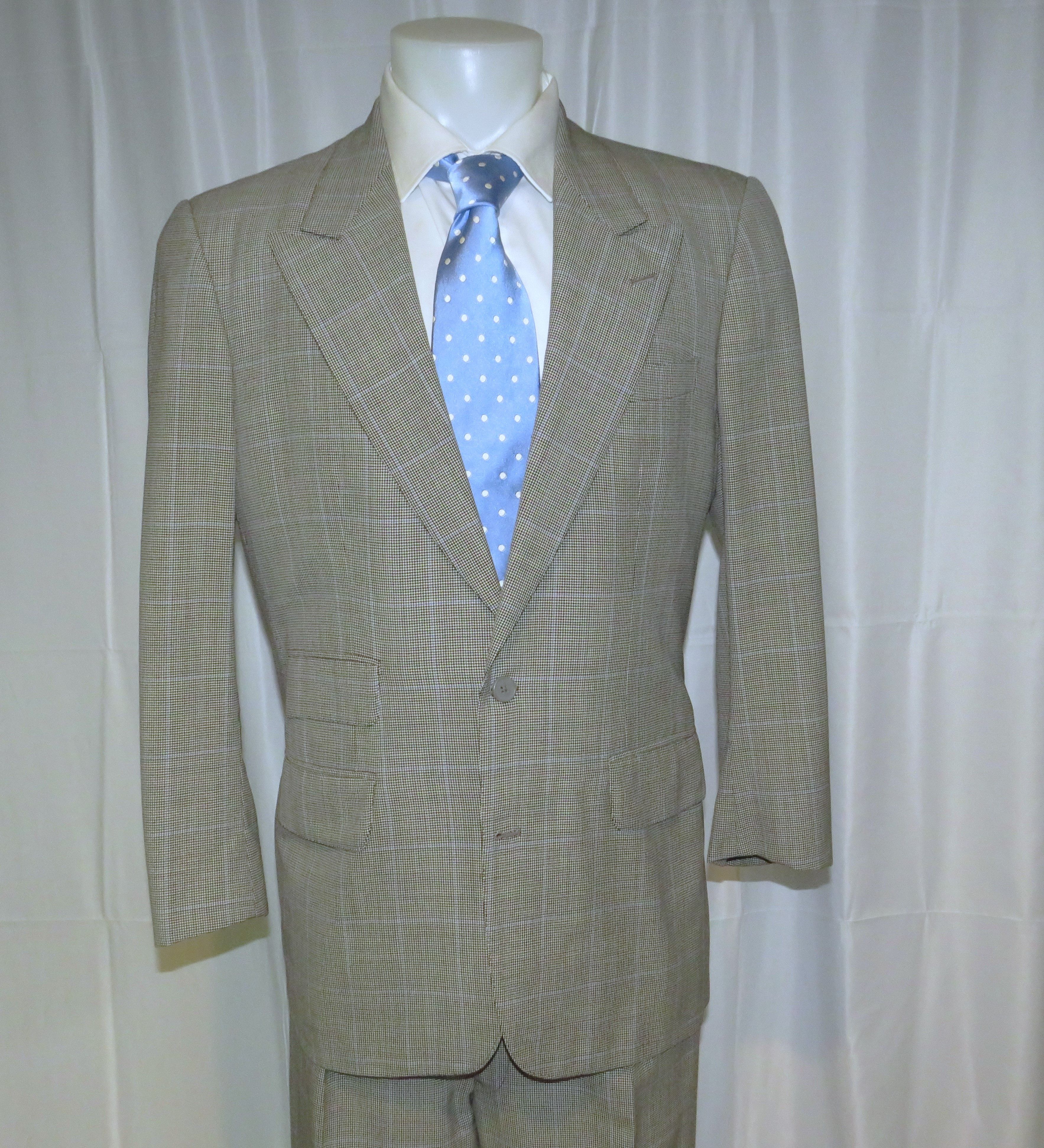Alan Flusser Gray Houndstooth Overplaid Two Button Suit 40R Size 40L - 10 Thumbnail
